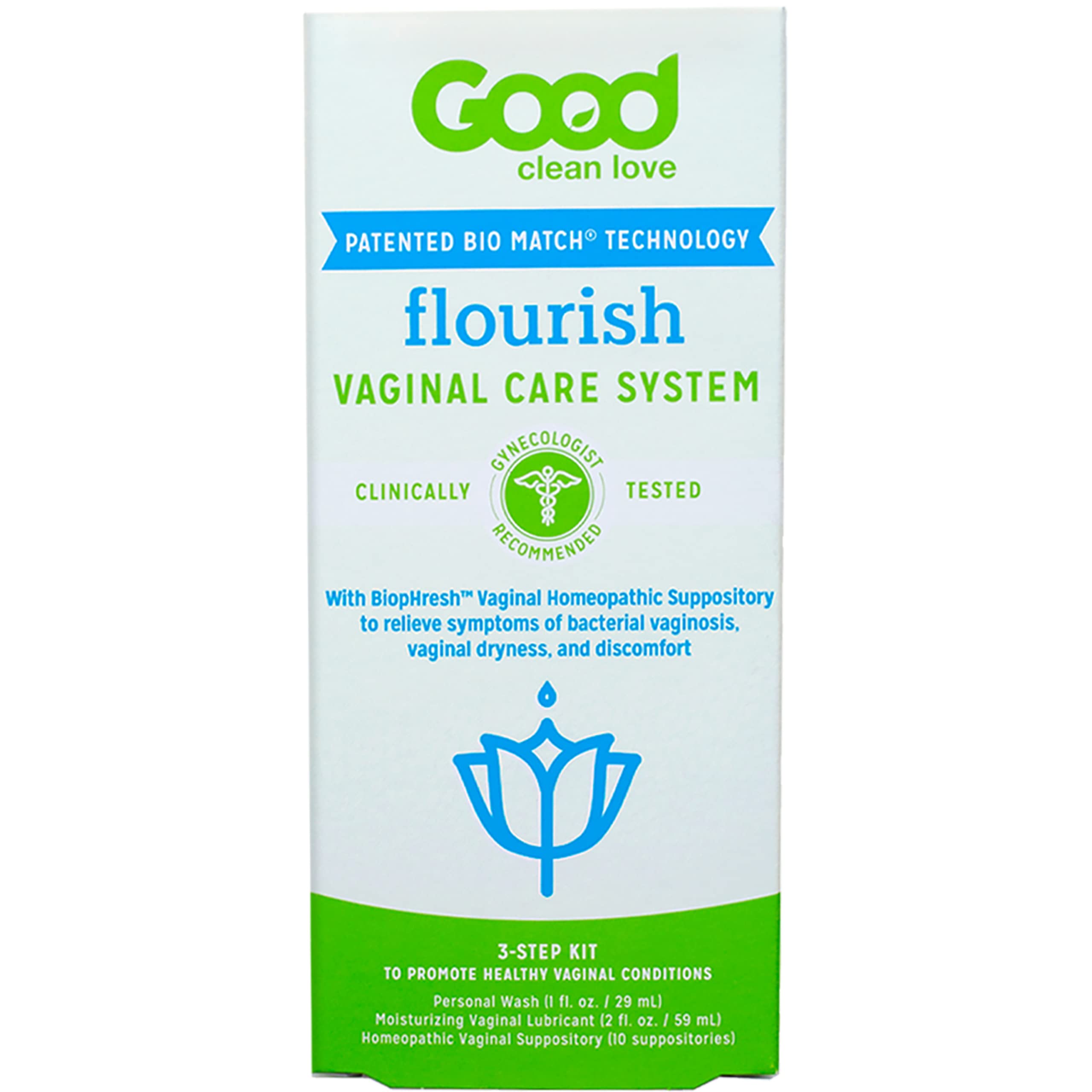 Good Clean Love Flourish Vaginal Care System, 30-Day Regimen, Relieves Itching & Irritation, Includes Personal Good Clean LoveAu supplements