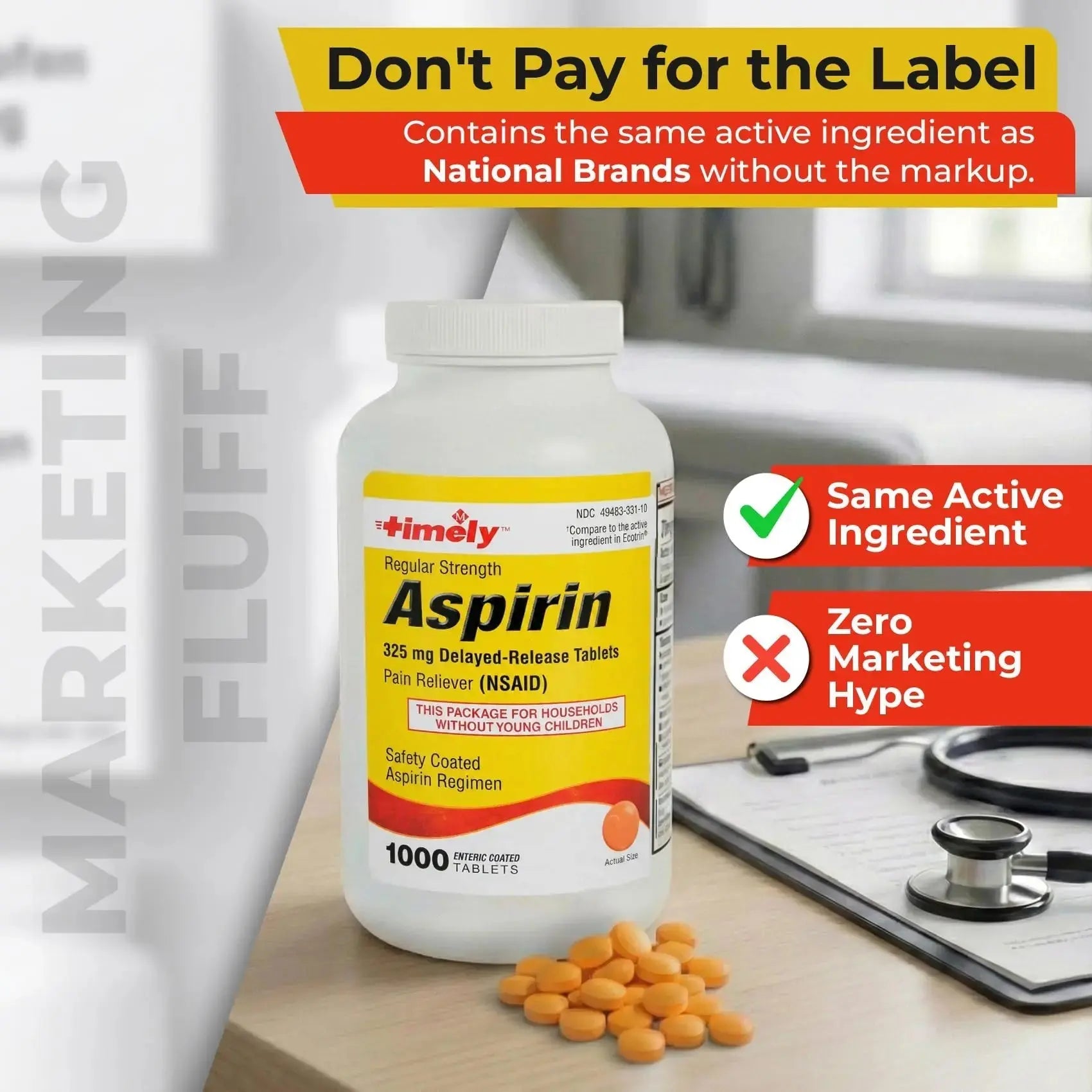 TIME-Cap Labs 1000 Regular Strength Aspirin 325mg – Delayed Release Enteric Coated Tablets for Minor Aches and Pains, NSAID Pain Reliever & Fever Reducer for Adults and Children 12 Years and Older TIME-CAP LABS, INC.Au supplements