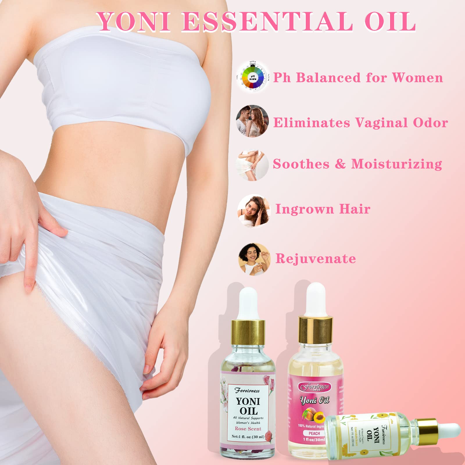 3 Packs Natural Yoni Oil Feminine Wash Ph Balanced for Women, Eliminates Vaginal Odor forvirnessAu supplements