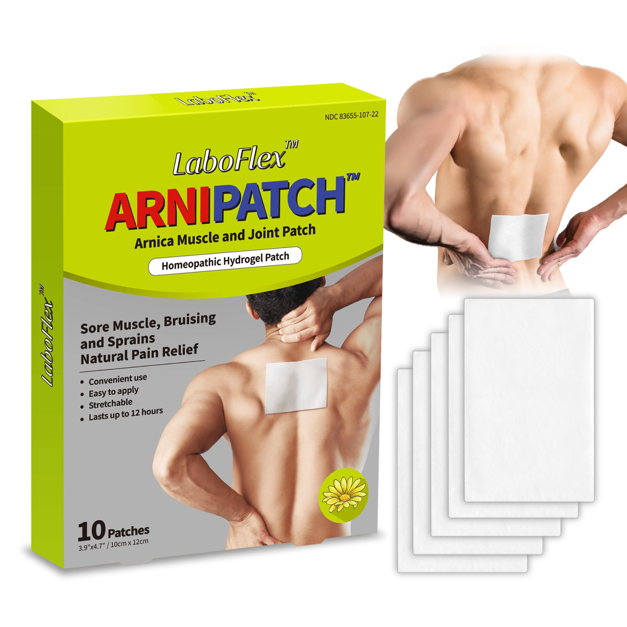 Arnica Hydrogel Pain Relief Patches | Natural Relief for Muscle, Joint, Bruises & Swelling | Flexible, Non-Greasy & Long-Lasting | Great for Back, Knee & Neck Pain (3.9"x4.7", 10, Count) Wooshin LabottachAu supplements
