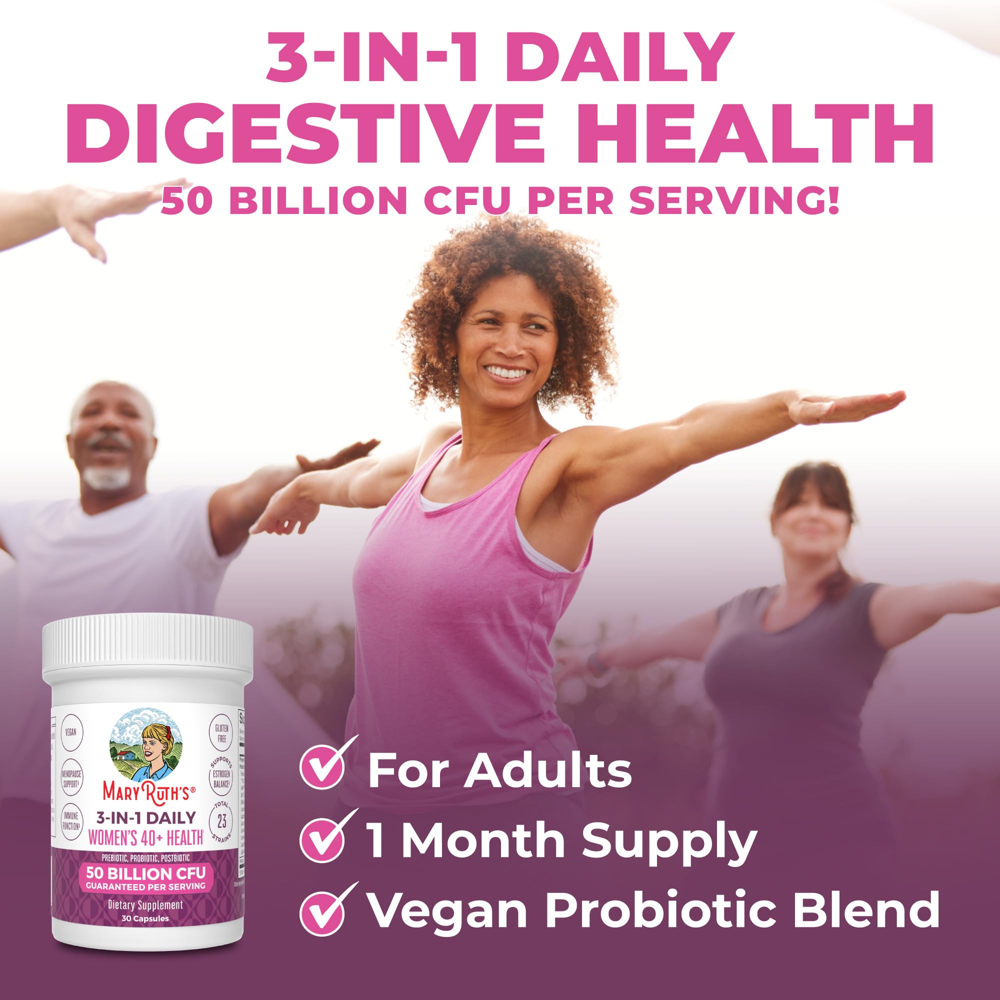 Mary Ruth's 3 in 1 Women's 40+ Health Probiotic, 30 CT MaryRuth OrganicsAu supplements