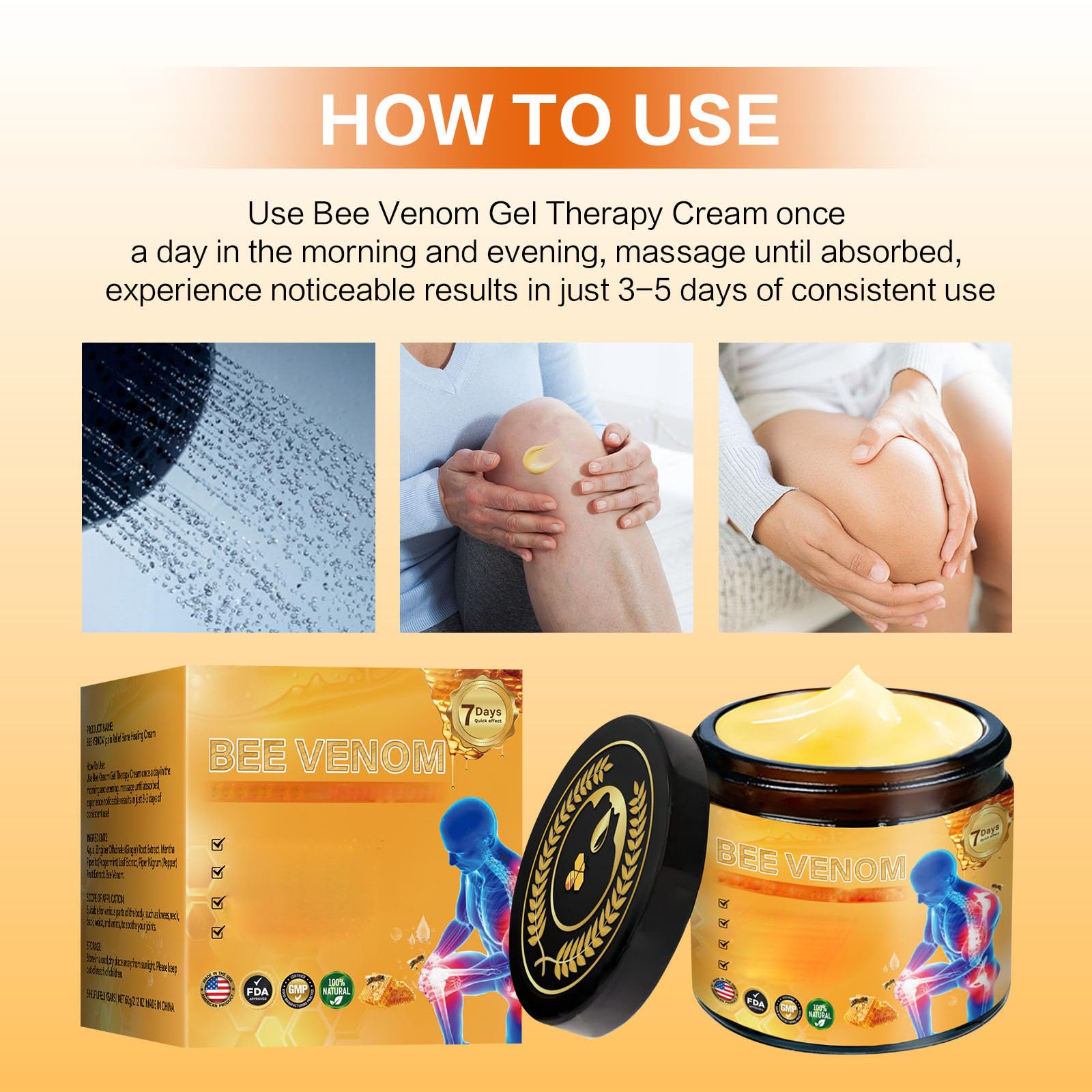 2 Pcs Bee Venom Joint Treatment Cream, Throughout Release Joint Activities Muscle and Massage Relief Gel. YaperAu supplements