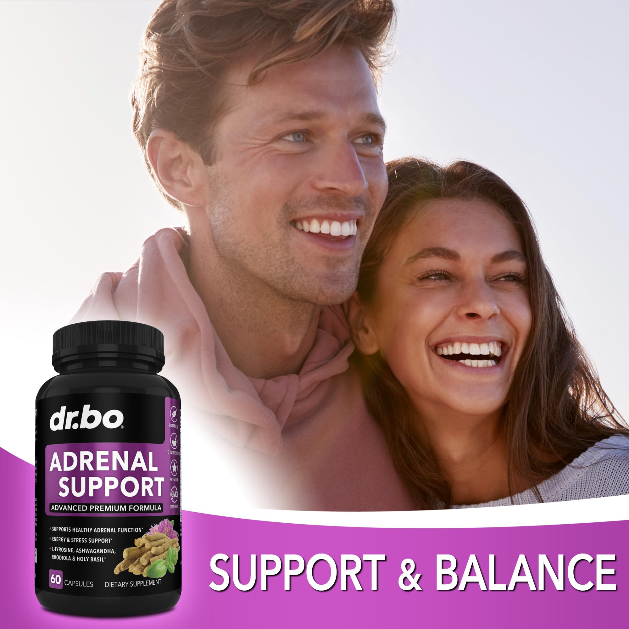 Adrenal Support Cortisol Manager Supplement - Adrenal Fatigue Supplements for Women & Men with Natural Adaptogen Ashwagandha Holy Basil Rhodiola L Tyrosine Complex Fatigue Cortisol Health - 60 Pills DR. BOAu supplements