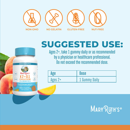 MaryRuth Organics Calcium with Vitamin D & Vitamin K2, 2 Month Supply, Calcium Supplement Supports Bone Health & Joint Support, with Vitamins D3 K2 Gummies, Vegan, Non-GMO, Gluten Free, 60 Count MARYRUTH'SUS supplements