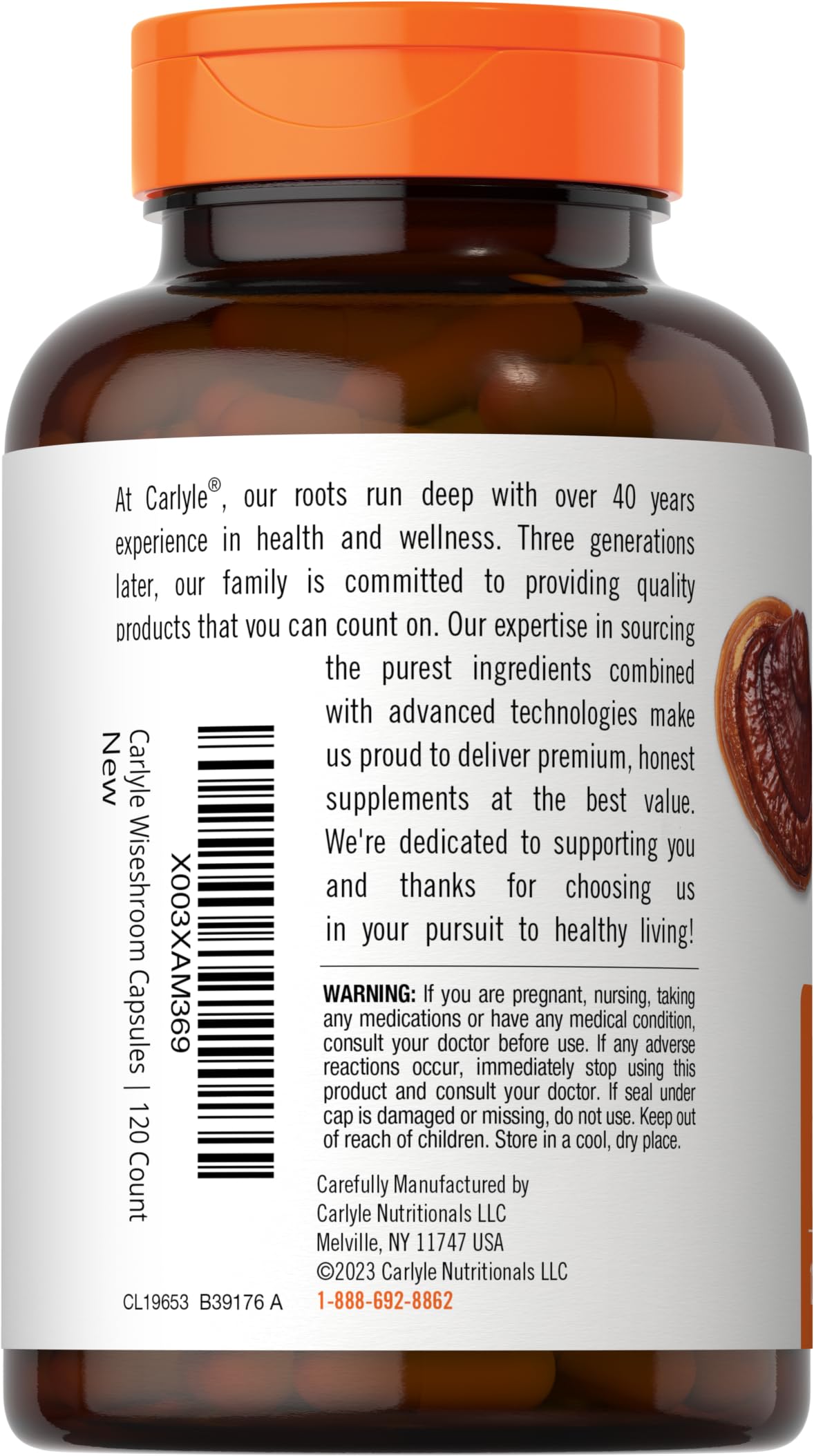 Carlyle Reishi Mushroom Capsules 5000 mg |120 Count | Non-GMO and Gluten Free Extract CarlyleAu supplements