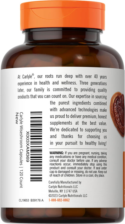 Carlyle Reishi Mushroom Capsules 5000 mg |120 Count | Non-GMO and Gluten Free Extract CarlyleUS supplements