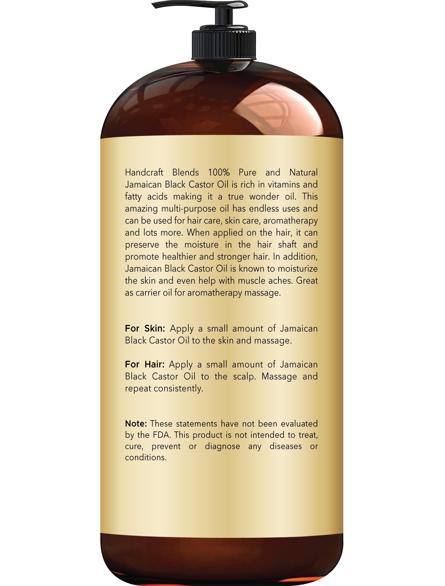 Handcraft Blends Jamaican Black Castor Oil for Hair Growth, Eyelashes and Eyebrows Handcraft BlendsAu supplements
