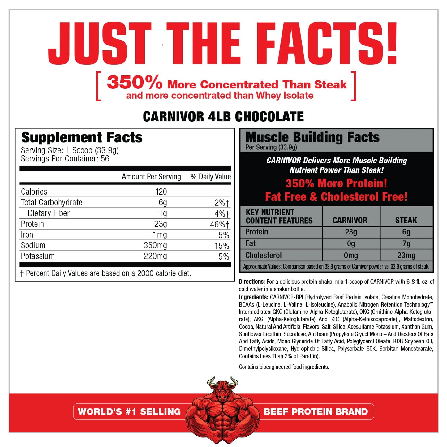 MuscleMeds, Carnivor Beef Protein Isolate Powder 56 Servings, Chocolate, 72 Ounce MuscleMedsUS supplements