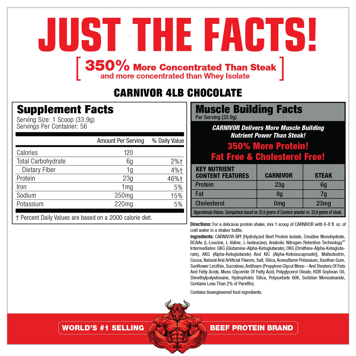 MuscleMeds, Carnivor Beef Protein Isolate Powder 56 Servings, Chocolate, 72 Ounce MuscleMedsUS supplements