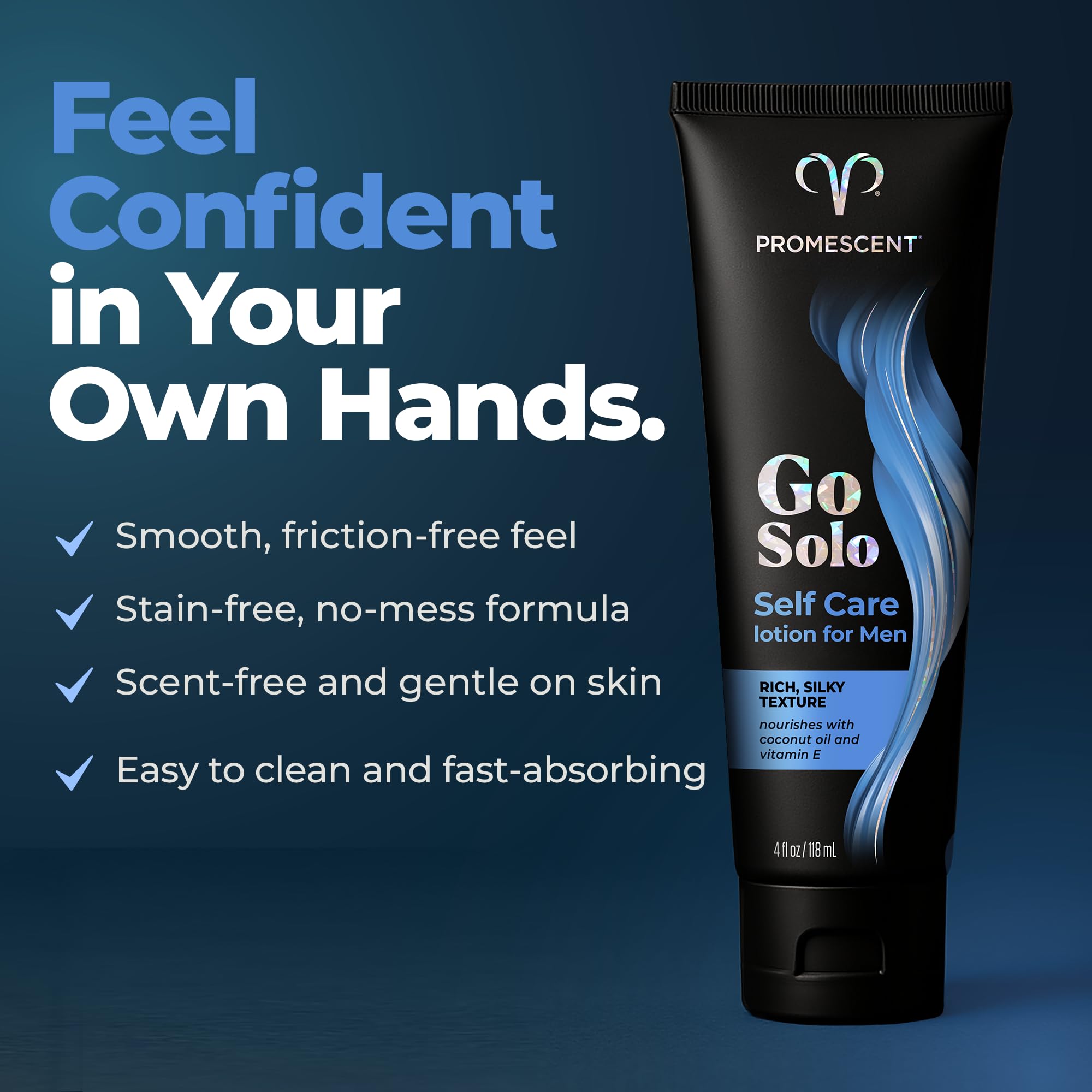 Promescent Go Solo Lotion for Men, Natural Unscented Moisturizing Ingredients with Coconut Oil and Sweet Almond Oil, Creamy Natural Texture, Fast-Absorbing, Made in the USA, 4 fl oz PromescentAu supplements