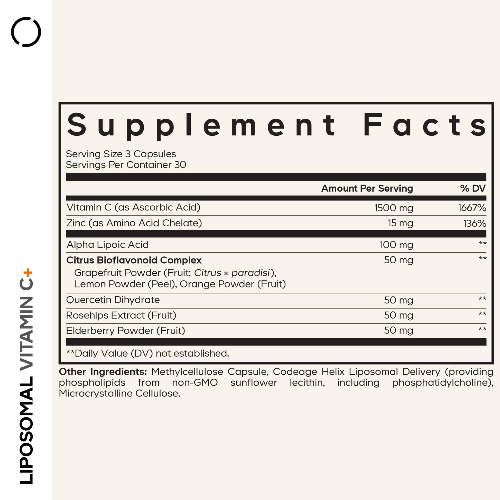 Codeage Liposomal Vitamin C Vitamins with Zinc, Elderberry, Citrus Bioflavonoids Ascorbic Acid, Quercetin & Rose Hips Fruit, Vitamina C Liposomal Supplement Pills - Non-GMO, Vegan - 90 Capsules CodeageAu supplements