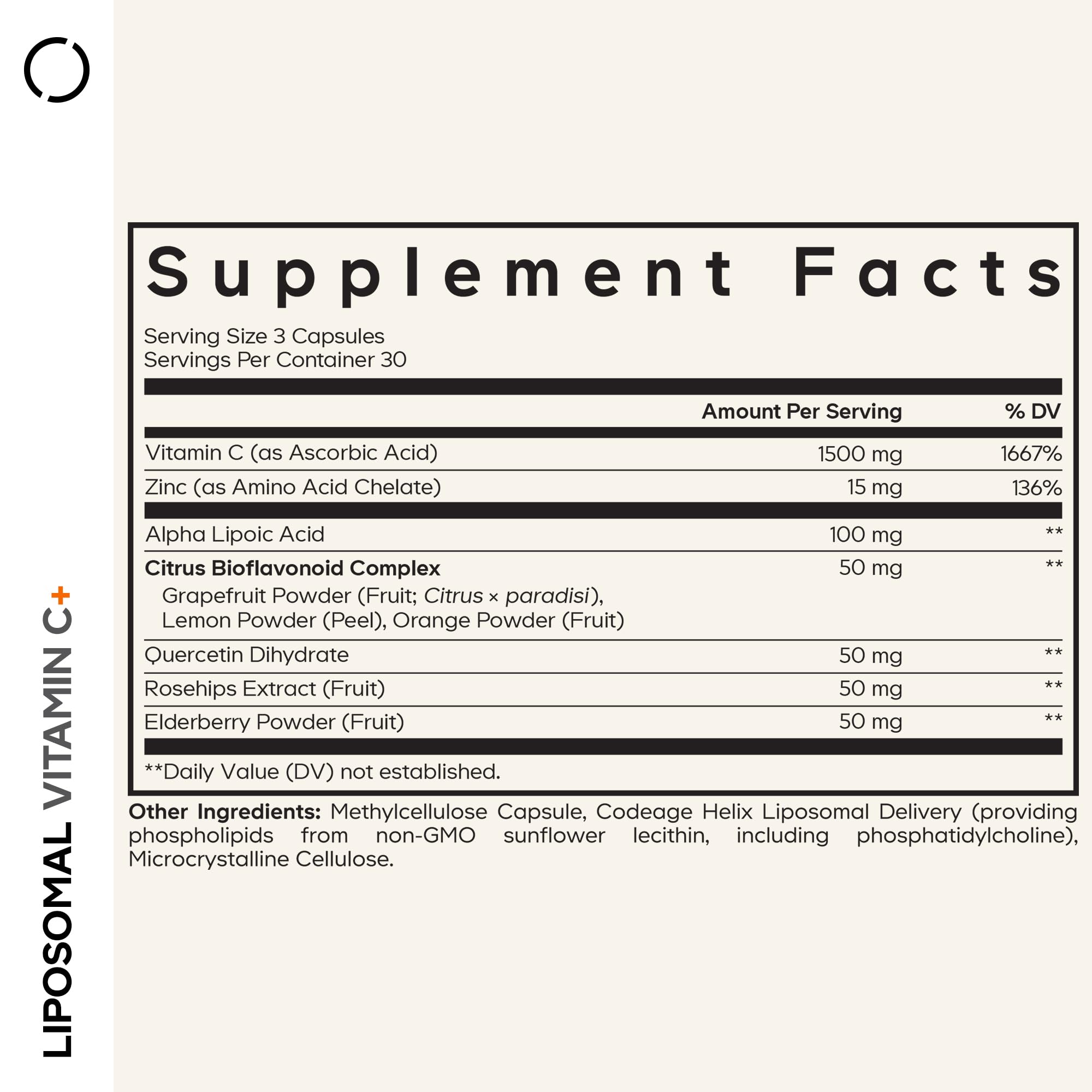 Codeage Liposomal Vitamin C Vitamins with Zinc, Elderberry, Citrus Bioflavonoids Ascorbic Acid, Quercetin & Rose Hips Fruit, Vitamina C Liposomal Supplement Pills - Non-GMO, Vegan - 90 Capsules CodeageAu supplements
