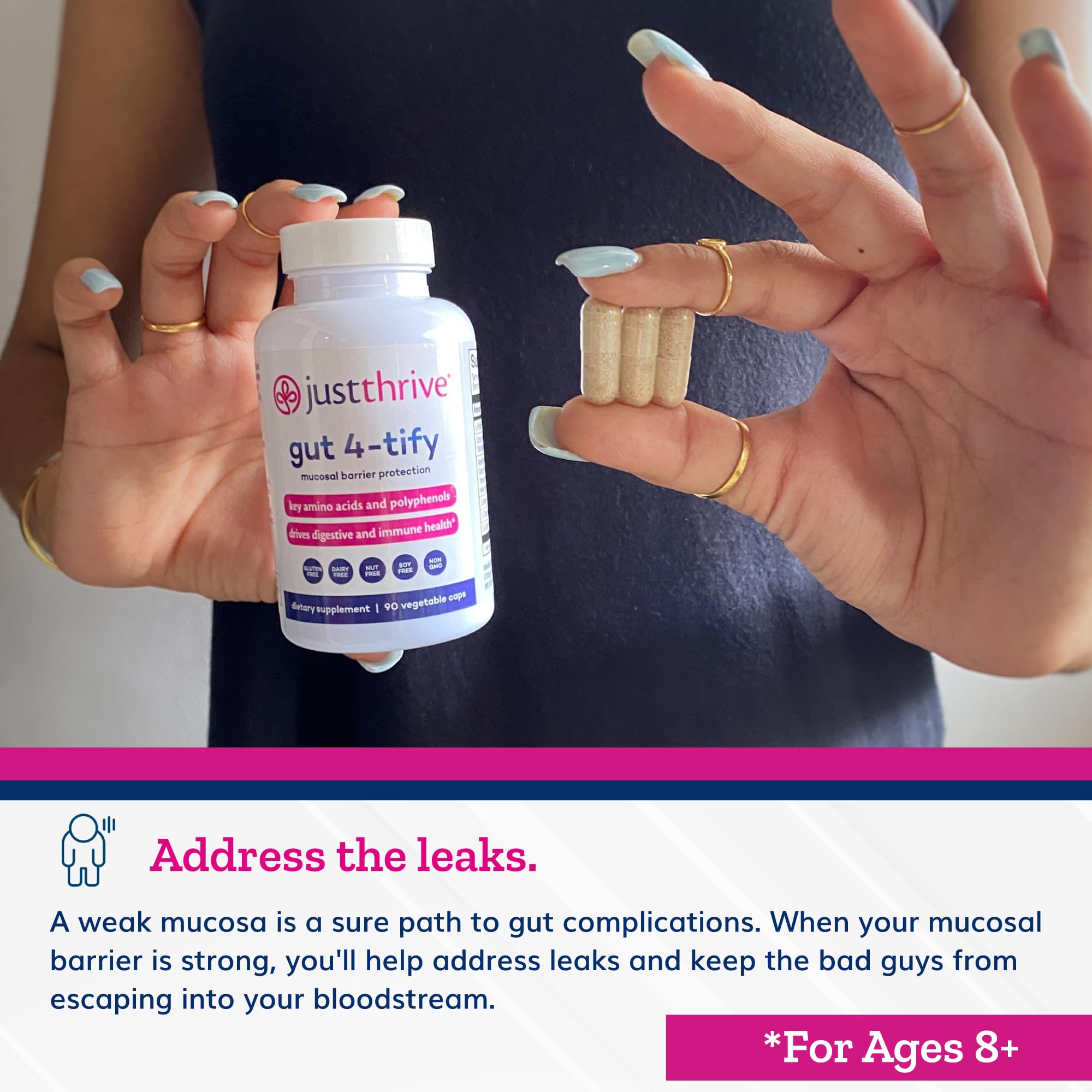 Just Thrive Gut 4-tify - Gut Health Supplements for Women and Men - Anti Bloat, 90 Vegetable Capsules Just ThriveUS supplements