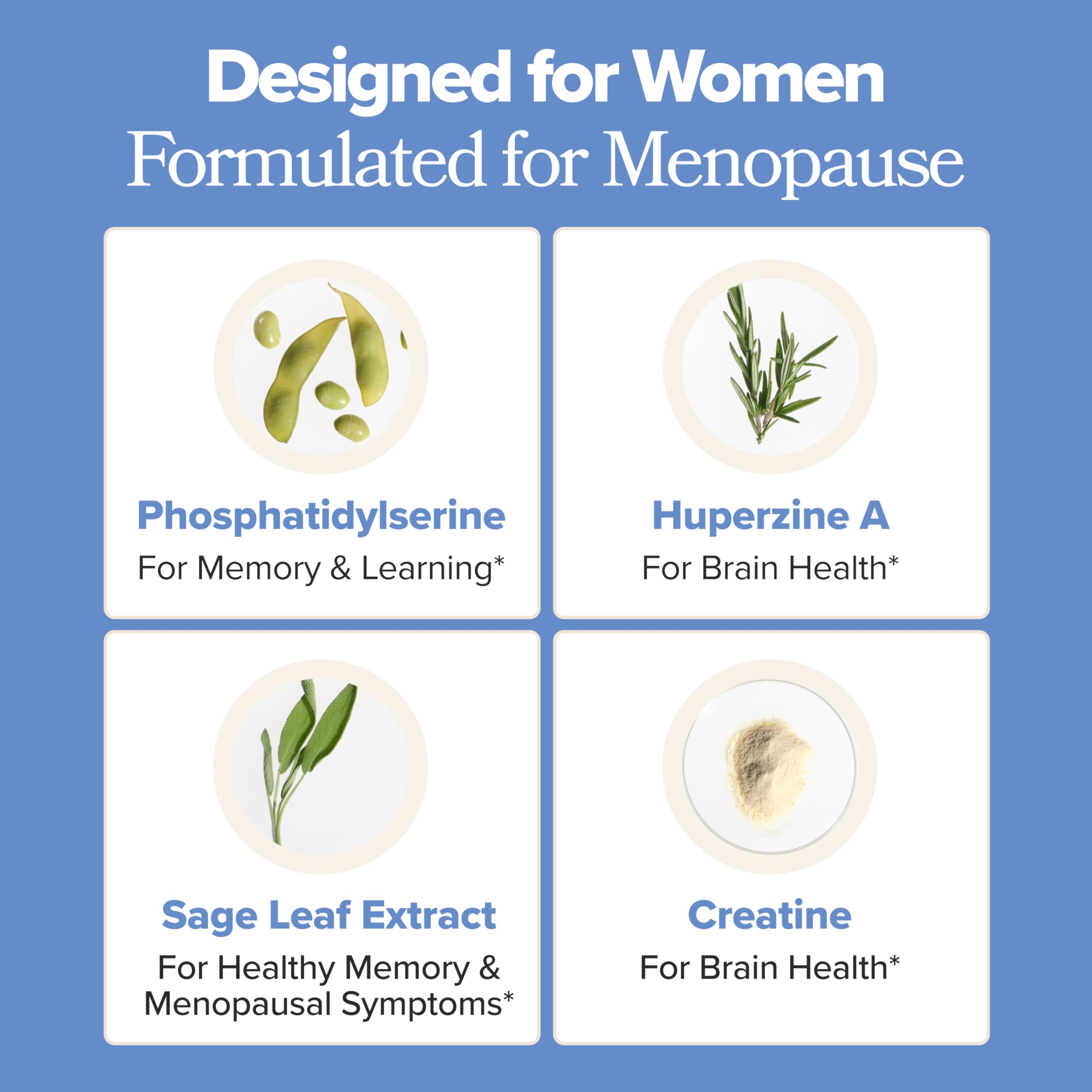 MENO Brain Health + Memory Support Capsules – Daily Support for Cognitive Performance, Concentration & Healthy Brain Aging – with Phosphatidylserine, Creatine, Sage Leaf & Huperzine A – 30 Servings O PositivAu supplements