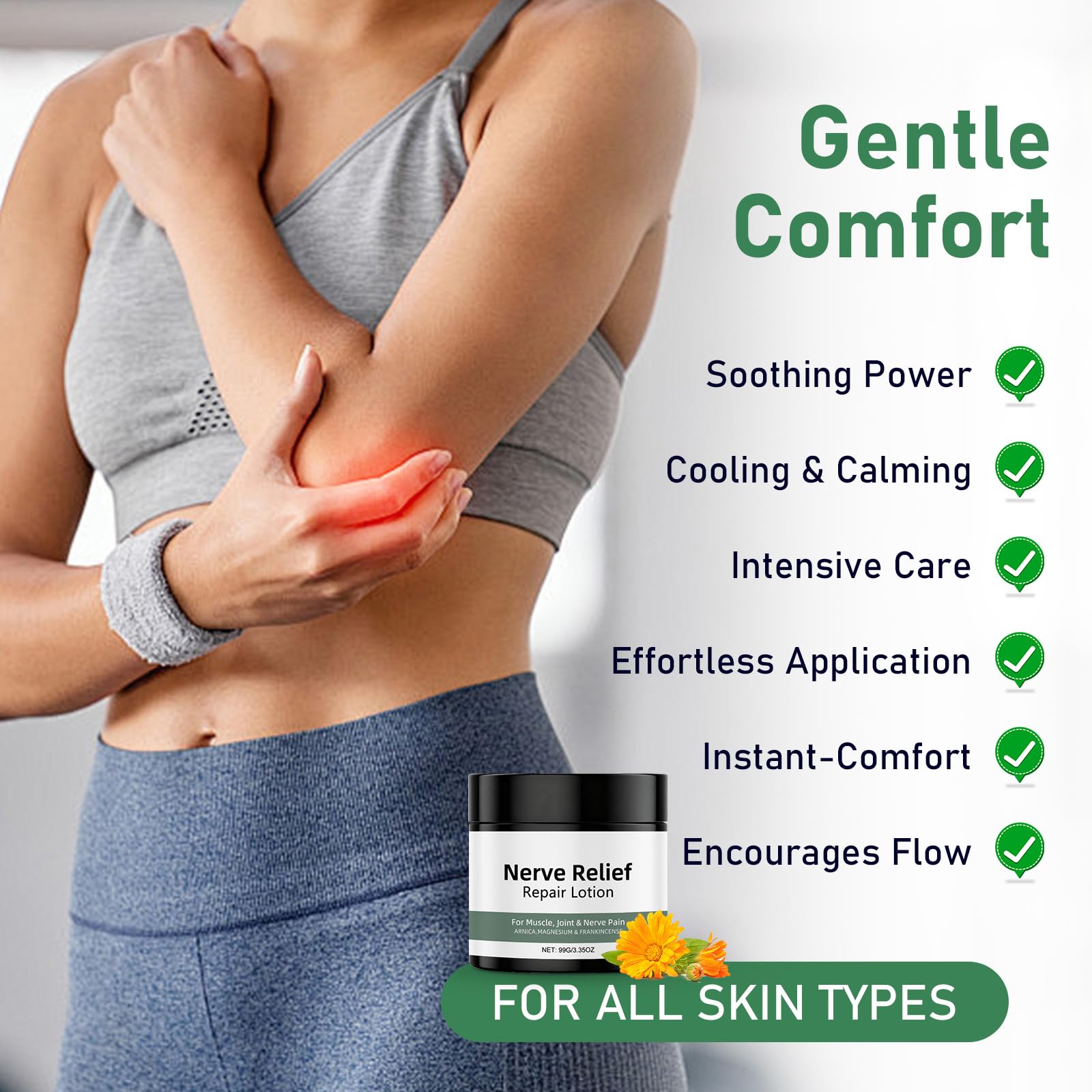 Vincofoo 2PC Nerve Relief Repair Lotion Cream, Neuropathy Lotion with Arnica, Deeply Moisturizes Skin, Keep Soft Smooth, Suitable for Muscle, Lumbar, Neck, Hands and Feet VincofooAu supplements