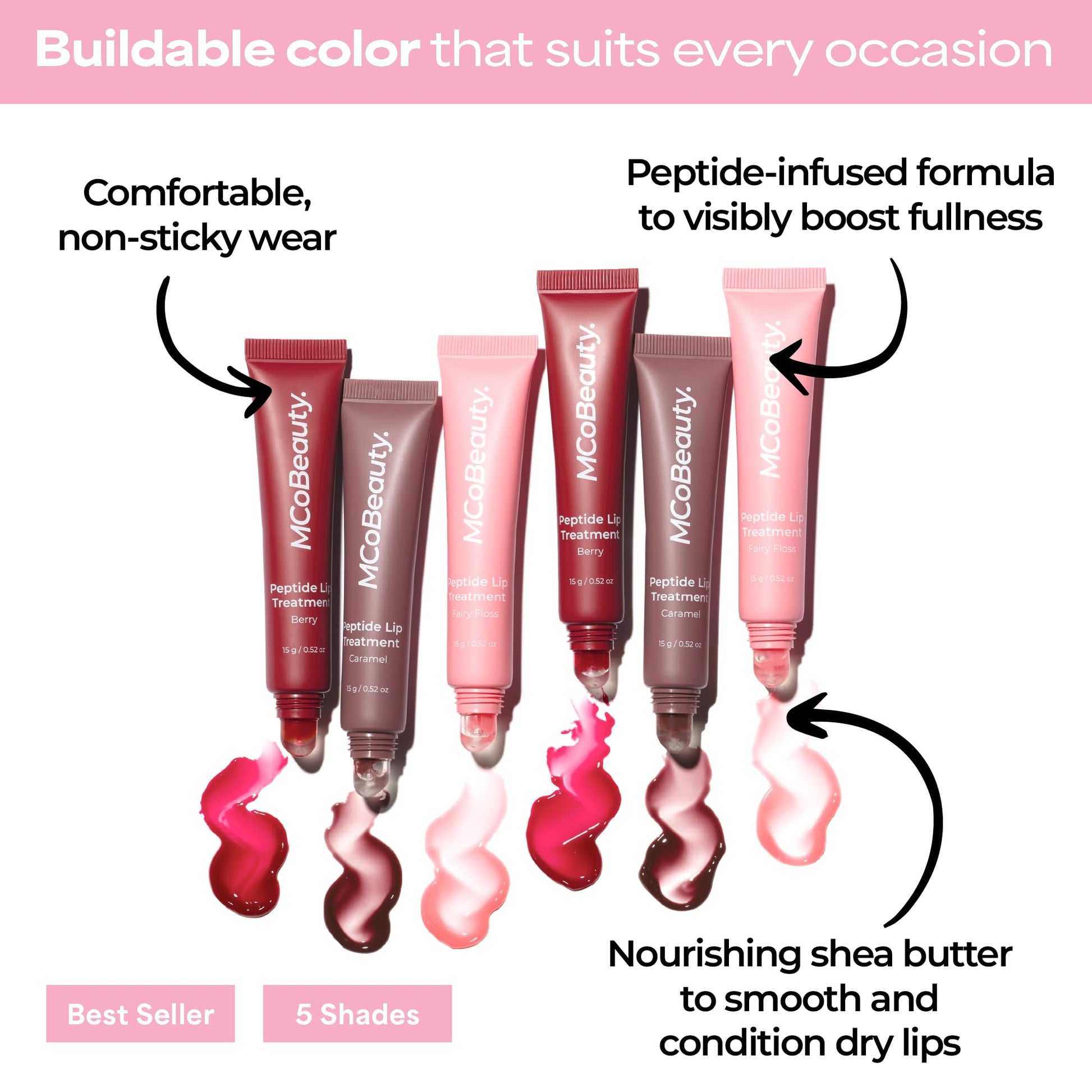 MCoBeauty Peptide Lip Treatment Caramel - Nude Brown Tinted Lip Balm Plumper Gloss for Women - Hydrating Lip Oil with Shea Butter, Peptides for Soft Plump Lips - Vegan Cruelty Free Lip Care MCoBeautyAu supplements