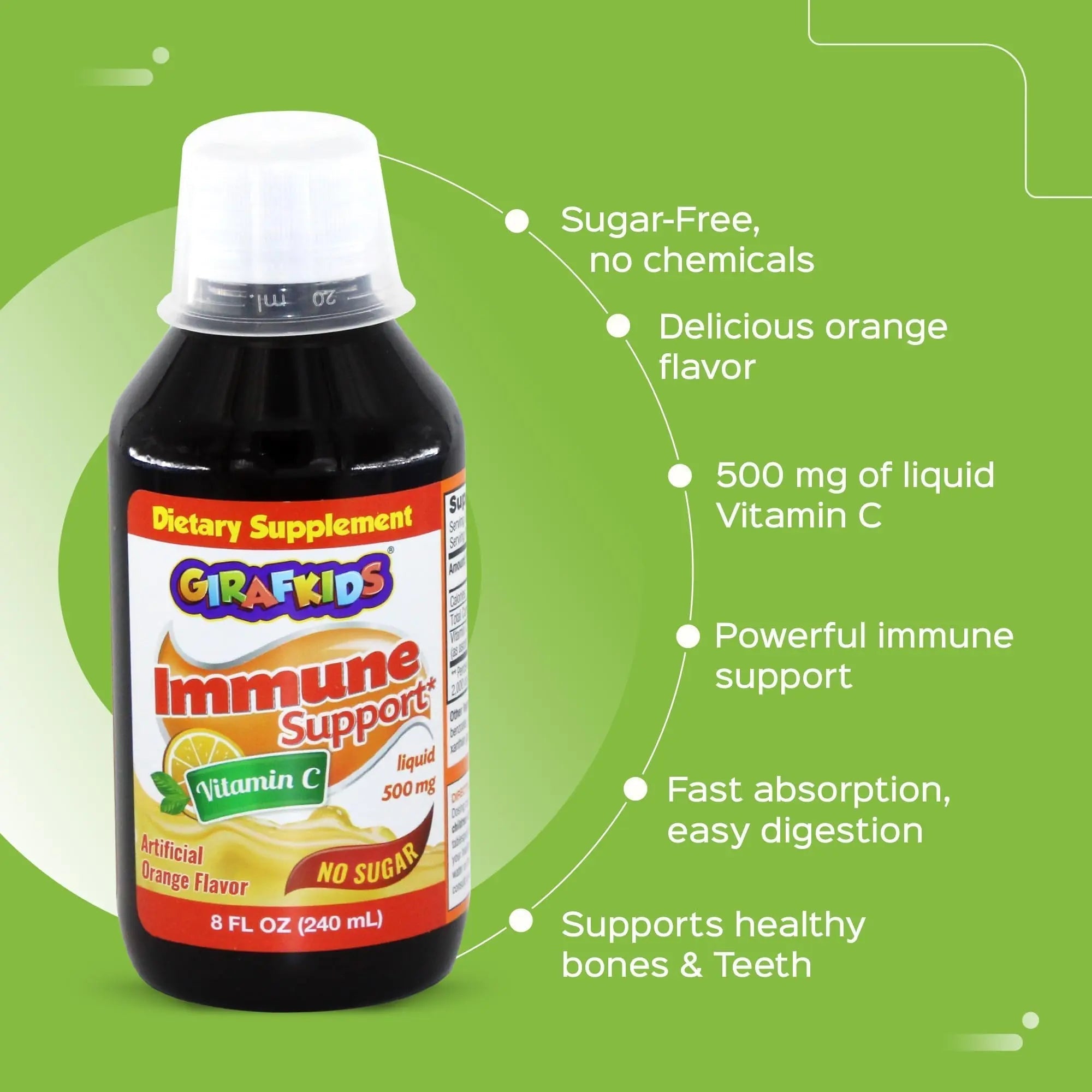GirafKids Multivitamin Syrup + Liquid Vitamin C Bundle for Kids Ages 4+ | Omega-3, Beta Glucan, Folic Acid & Antioxidant Support | Peach & Orange Flavors PHARMADELAu supplements
