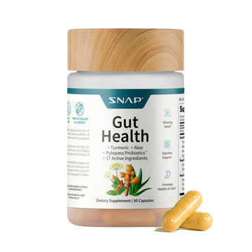Snap Supplements Gut Health Lipase Supplement with Probiotics for Women & Men, Digestive Enzymes & Prebiotics - Turmeric, Aloe, Pylopass & Zinc, 50 Vegetarian Capsules Snap SupplementsAu supplements