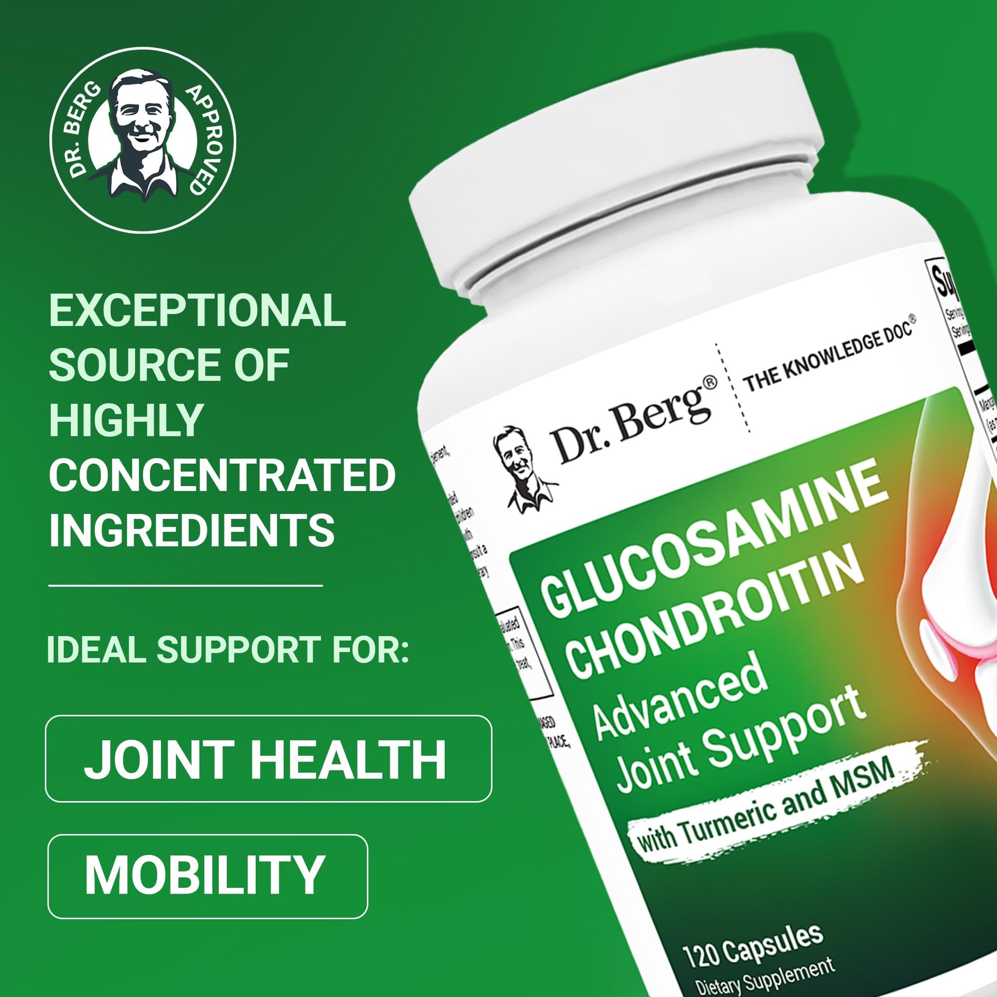 Dr. Berg Glucosamine Chondroitin MSM Turmeric & Boswellia - Advanced Joint Support Supplement with 1500 mg Glucosamine Sulfate - Includes 120 Capsules Dr. Berg NutritionalsAu supplements