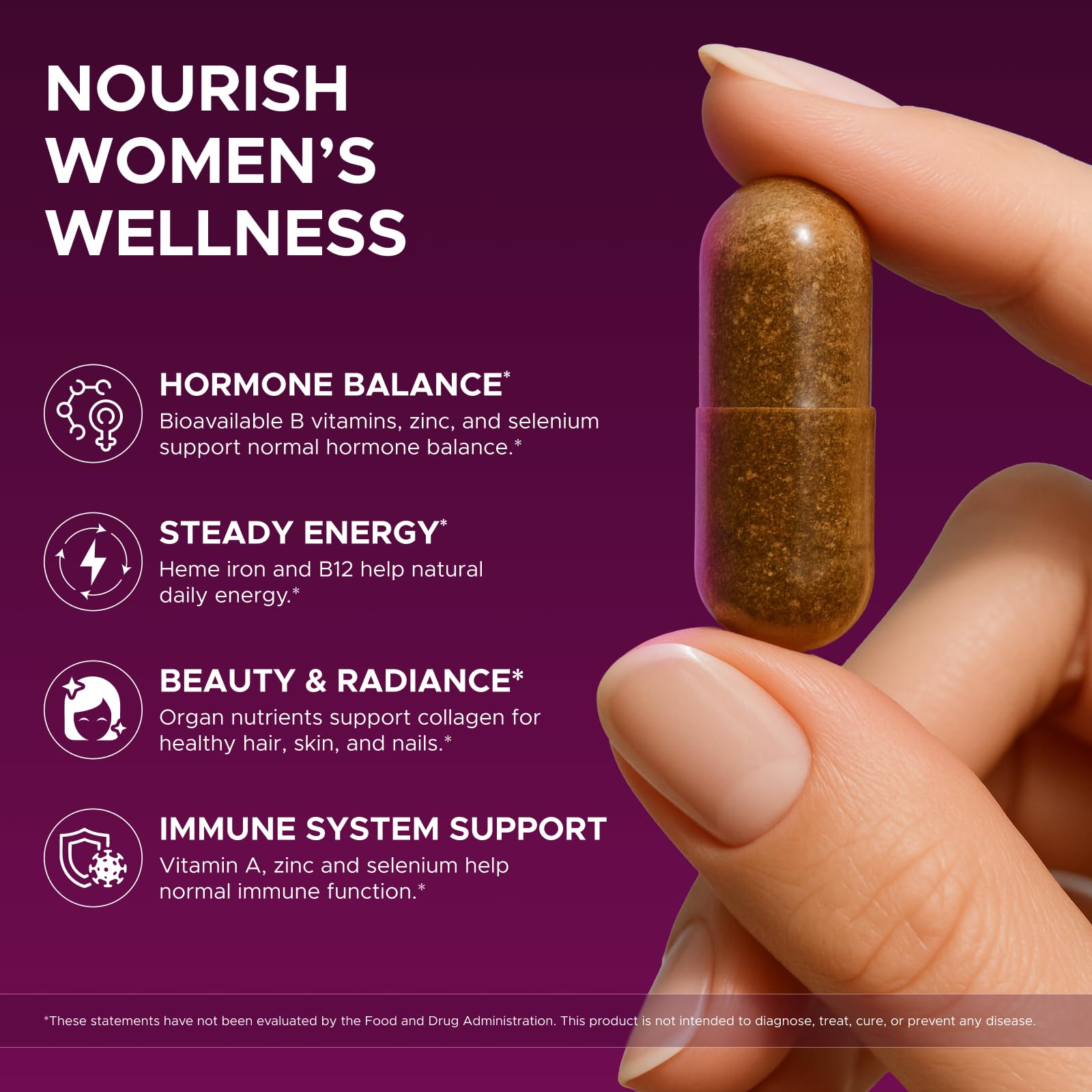 Primal Beef Organ Supplement for Women, Grass-Fed Ancestral Superfood Supplement with Uterus & Liver for Hormone Balance & Queen Energy - 60 Day Supply WellanovaAu supplements