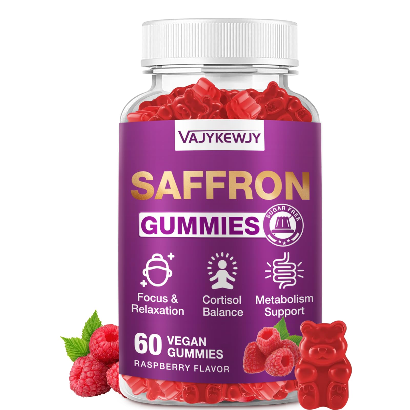 VAJYKEWJY Saffron Gummies (88.5 mg) with Magnesium — Enhanced with St. John’s Wort, Rhodiola, Ashwagandha & Vitamins B6, B12, D3 for Mood & Focus Support — 60 Count VAJYKEWJYAu supplements