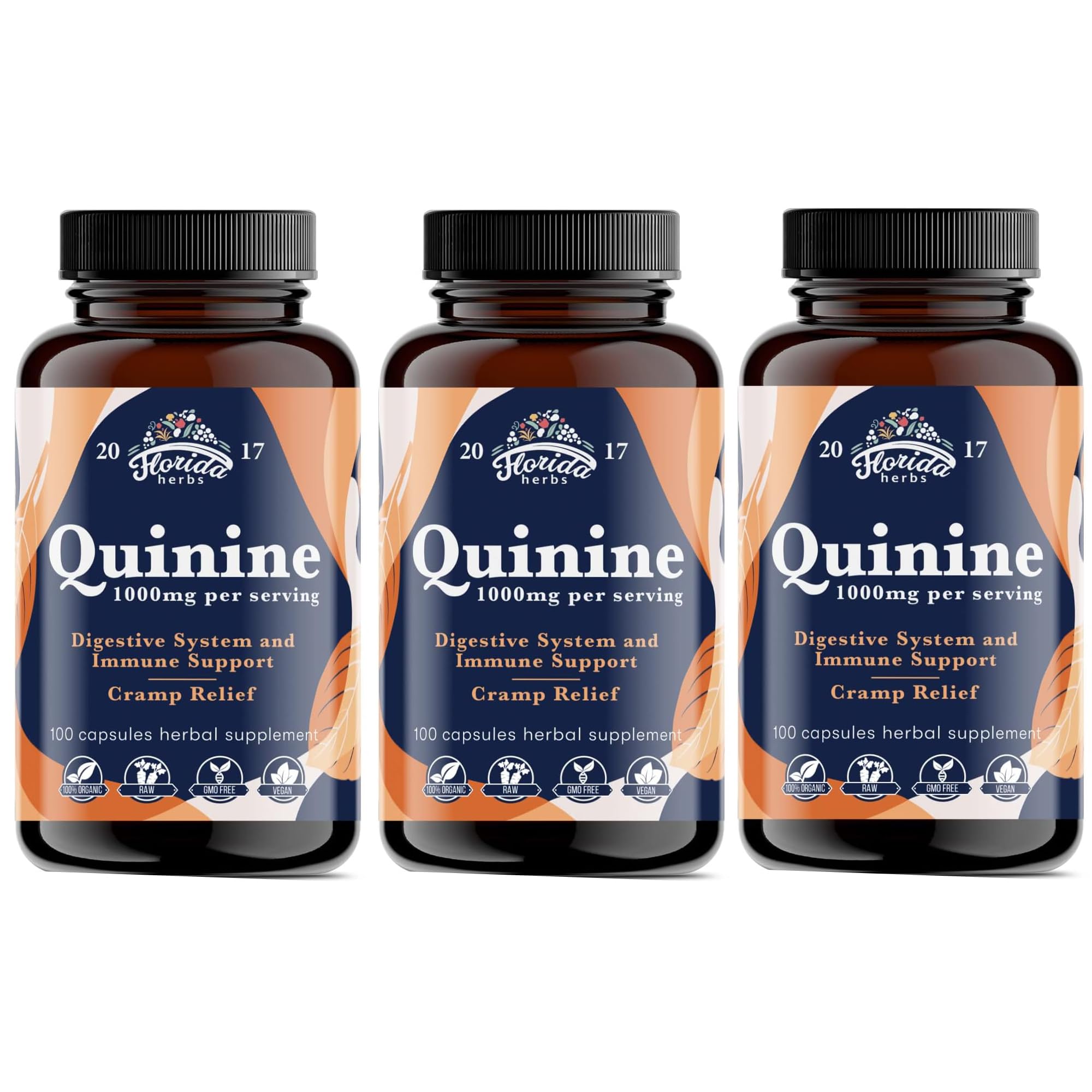Leg Cramps Support Organic Pills - 1000 mg - Quinine Tablets for Cramp Defense FLORIDA HERBSUS supplements