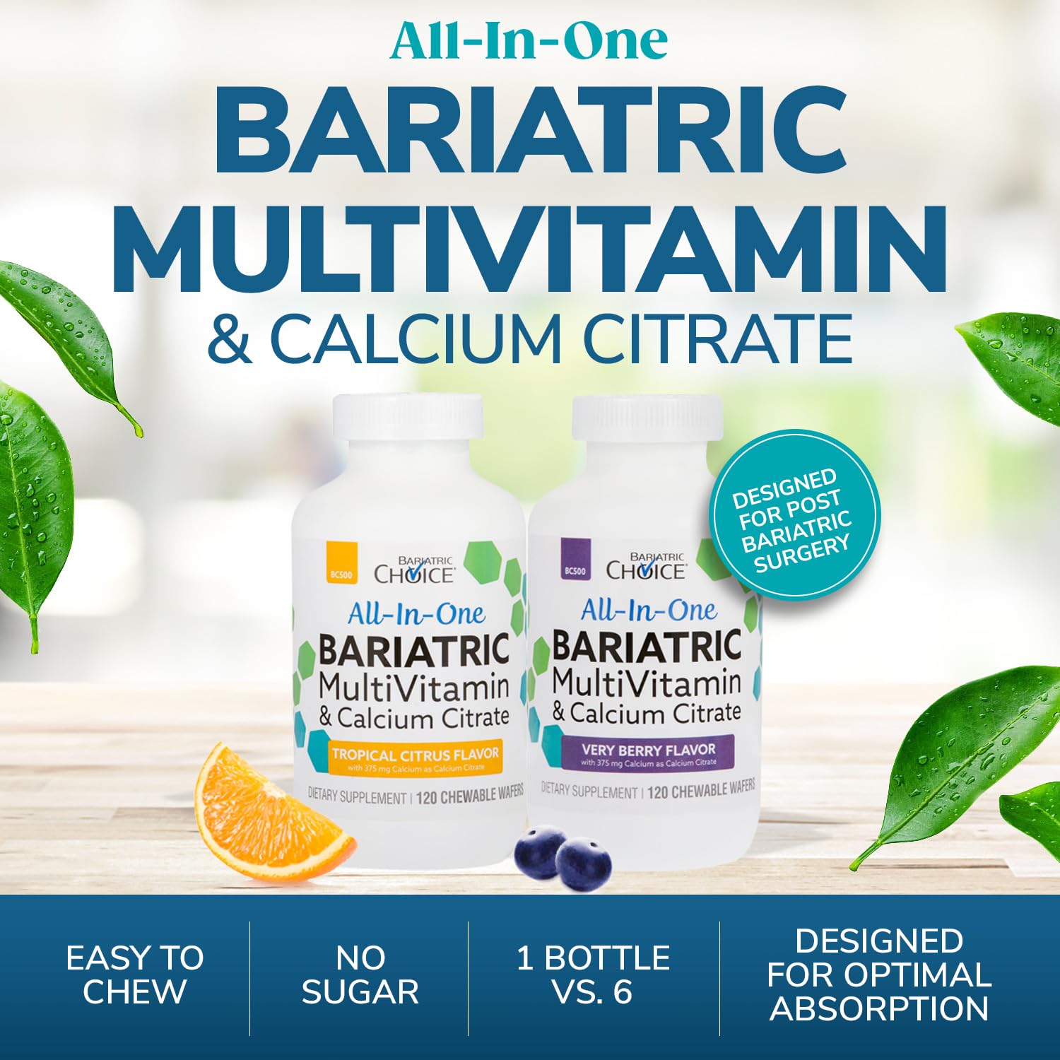 Bariatric Choice All-in-One Chewable Bariatric MultiVitamin with Iron & Calcium Citrate, Very Berry (120ct) Bariatric ChoiceUS supplements
