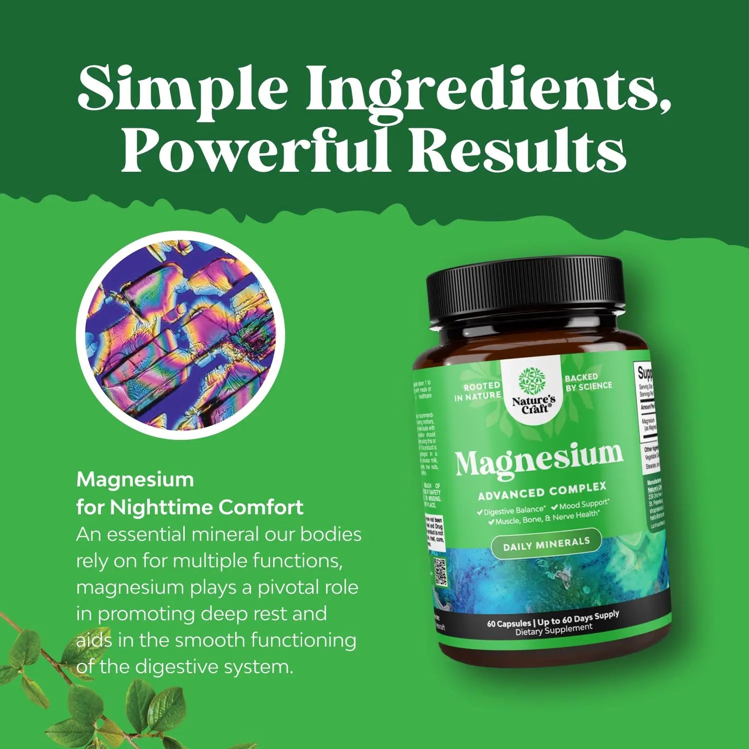 High Absorption Magnesium Complex Supplement - Magnesium Oxide 500mg with Citrate 500mg for Sleep and Mood Support - Pure Citrate per Serving for Muscle Stomach and Digestion - 60 Count Natures Craftnz supplements