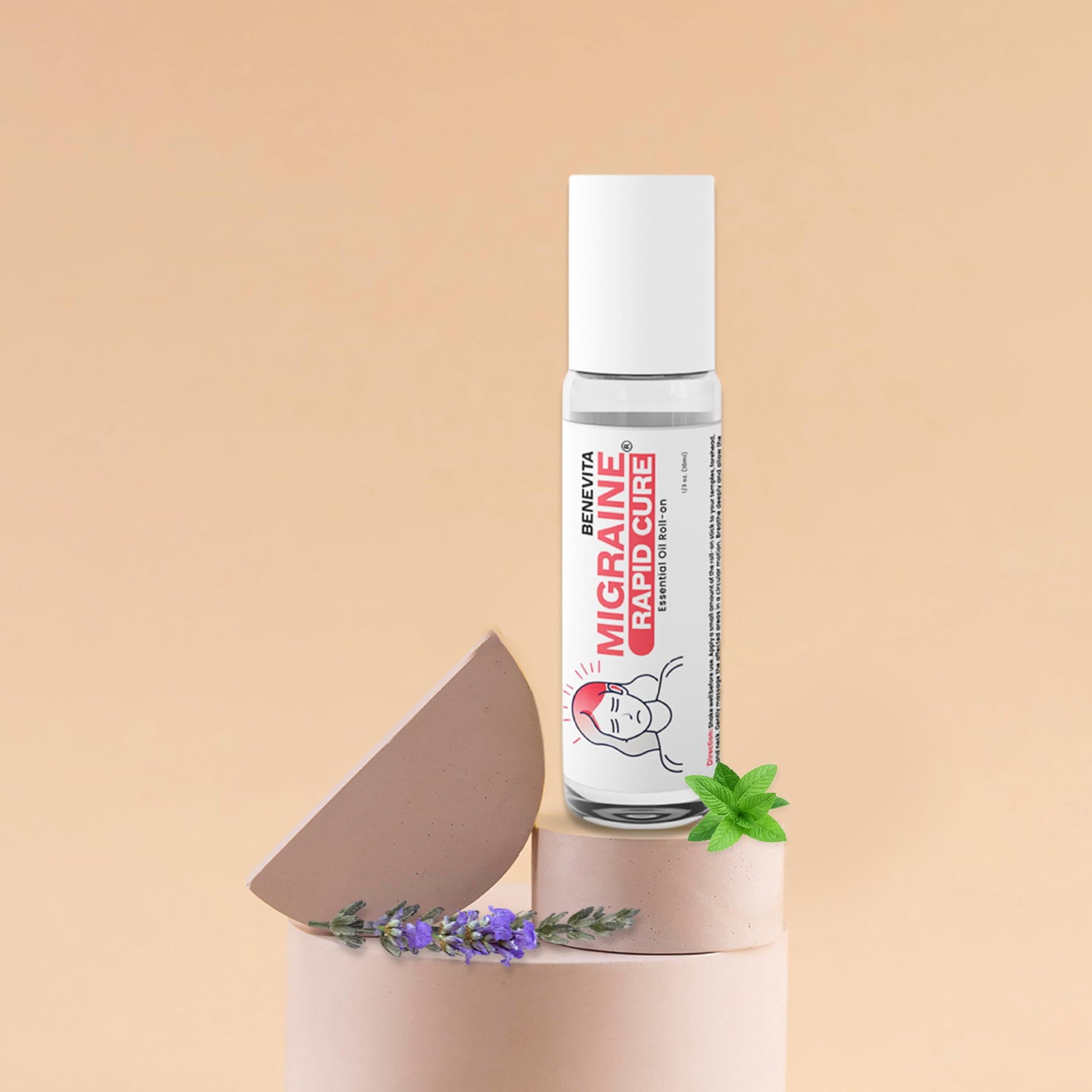 Benevita Migraine Relief Stick Roll-On – Organic, Natural, Cruelty-Free Headache Relief Roll-On – Peppermint, Spearmint, & Lavender Essential Oil Roller for Tension & Stress BenevitaAu supplements