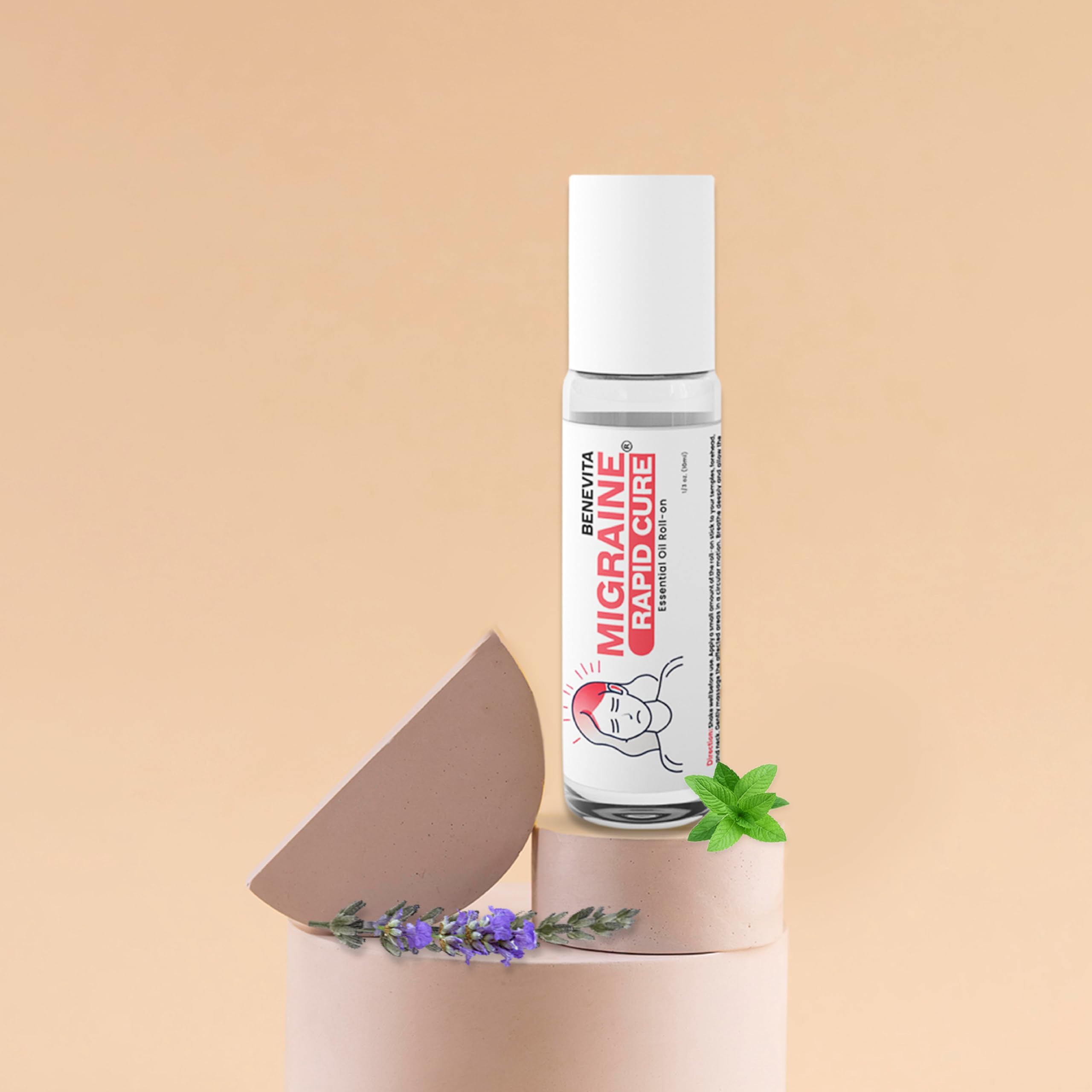 Benevita Migraine Relief Stick Roll-On – Organic, Natural, Cruelty-Free Headache Relief Roll-On – Peppermint, Spearmint, & Lavender Essential Oil Roller for Tension & Stress BenevitaAu supplements