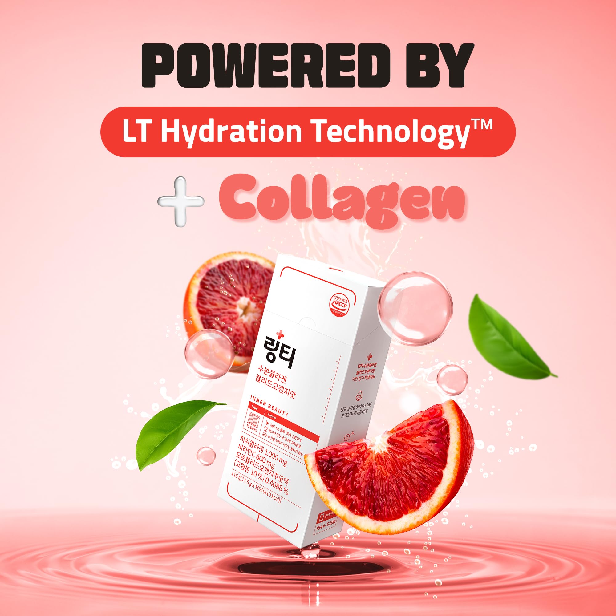 LINGTEA Doctor Developed Hydration Aqua Collagen Drink Mix -Blood Orange Flavor | 1,000mg Ultra-Micro Collagen | Maximum Absorption | Rapid Hydration | Vitamin C | Anti-Aging | Skin Health | 10 Count LINGTEAAu supplements