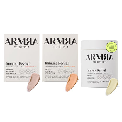 ARMRA Colostrum™ Premium Powder, Grass Fed, Gut Health Bloating Immunity Skin & Hair, Contains 400+ Bioactive Nutrients (Blood Orange, Vine Watermelon, Unflavored Bundle | 180 Servings) ARMRAUS supplements