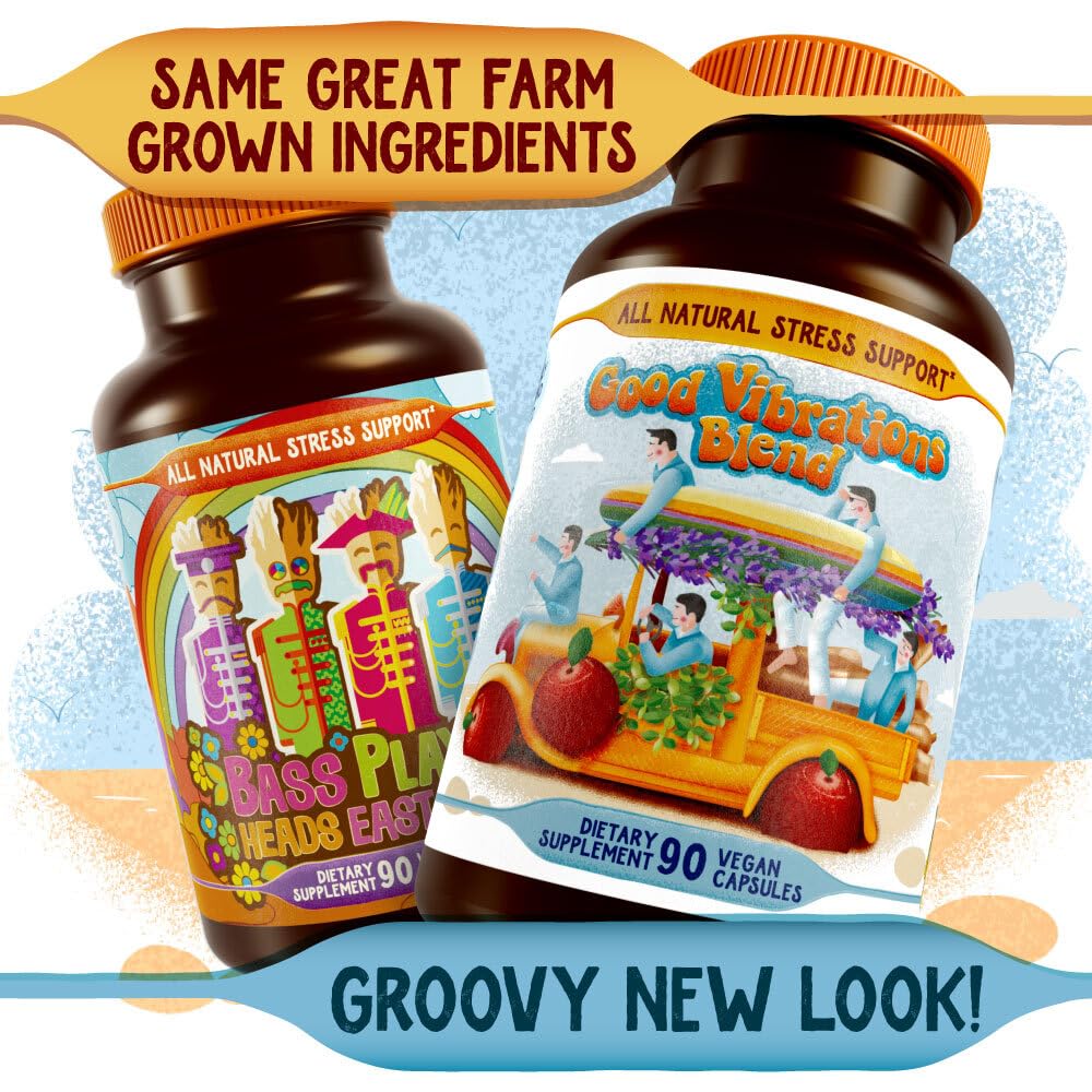 Hippie Farms Stress, Mood, Energy Support - Ashwagandha Root, Lion's Mane & More - Good Vibrations Blend Hippie FarmsAu supplements