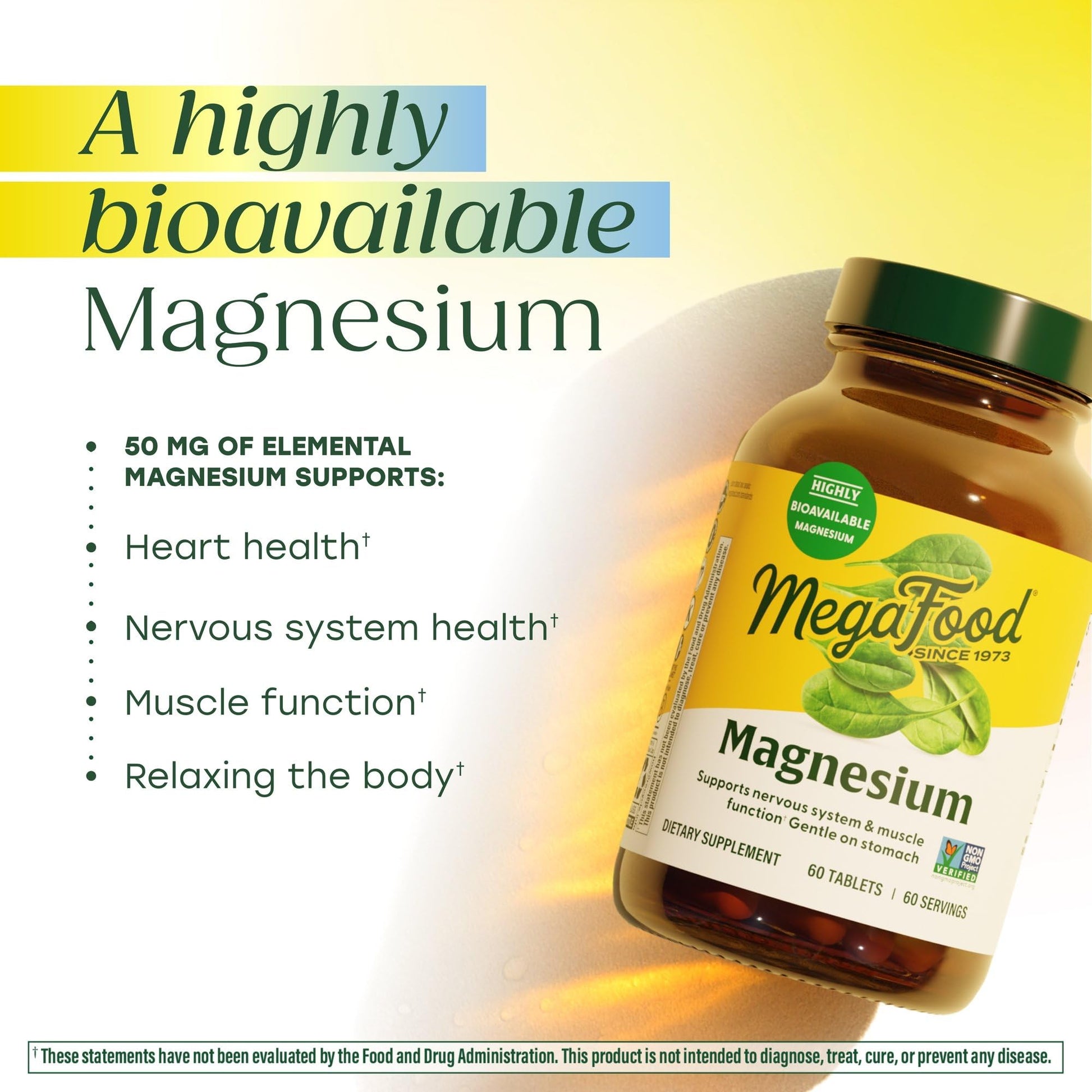 Megafood Magnesium Supplement with Fermented Magnesium Glycinate - Chelated - Supports Heart & Nervous System - Vegan Gluten-Free Non-GMO Kosher - Made Without 9 Food Allergens - 90 Tablets MegaFoodAu supplements