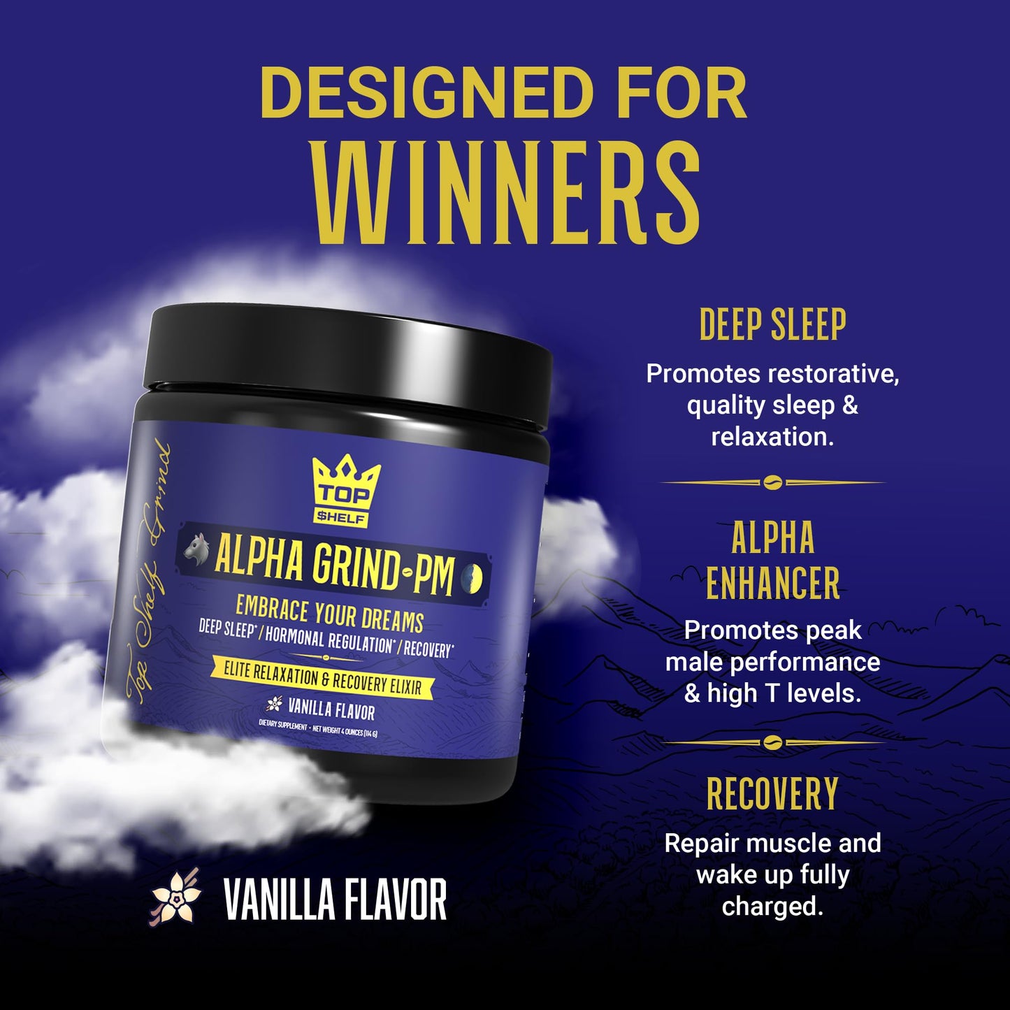 Advanced Sleep Supplement for Men, Nootropic Night Time Burner & Anabolic Recovery Join Top Shelf GrindUS supplements