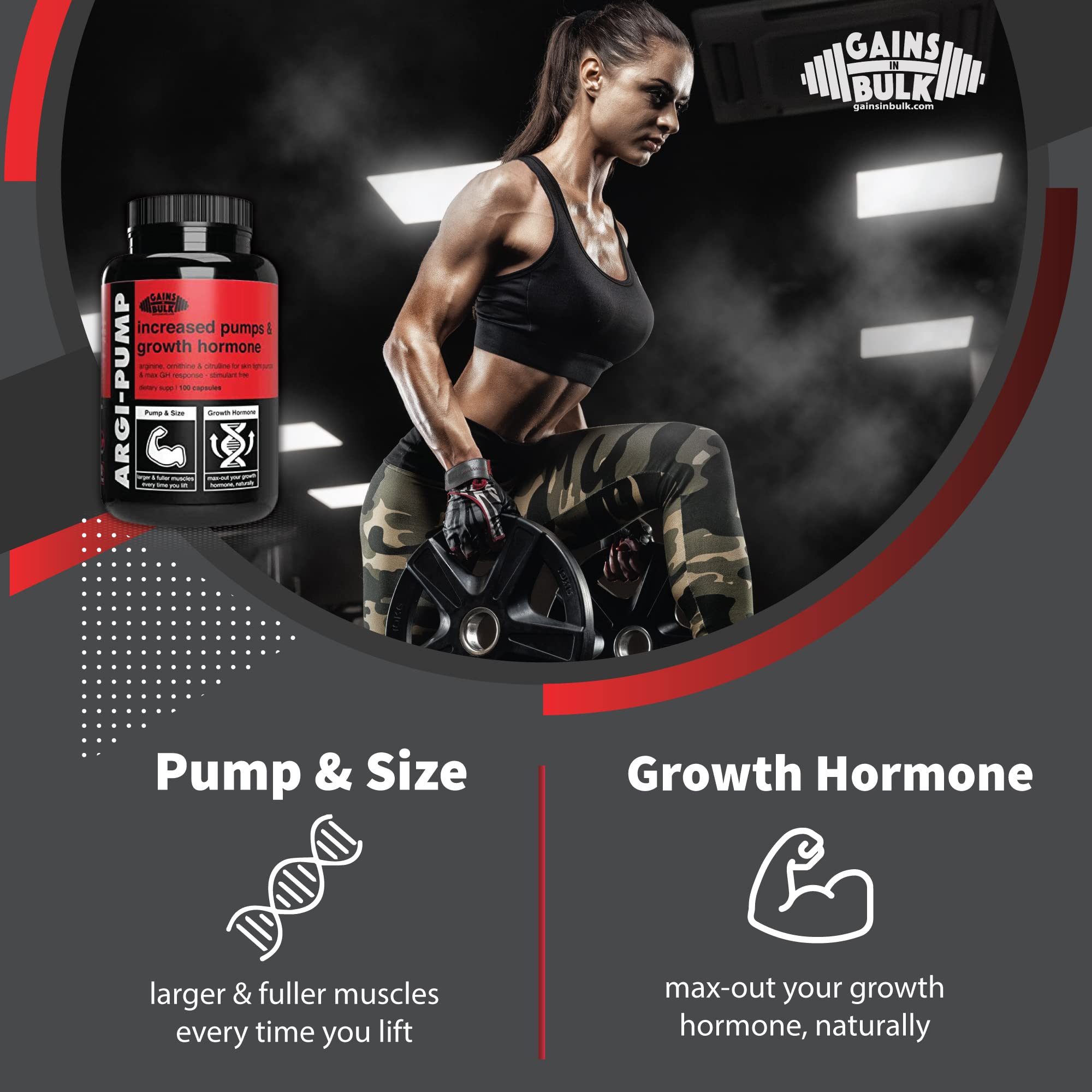Gains in Bulk, Argi Pump, L-Arginine Nitric Oxide Booster with L-Citrulline and L-Ornithine GAINS IN BULK GAINSINBULK.COMAu supplements