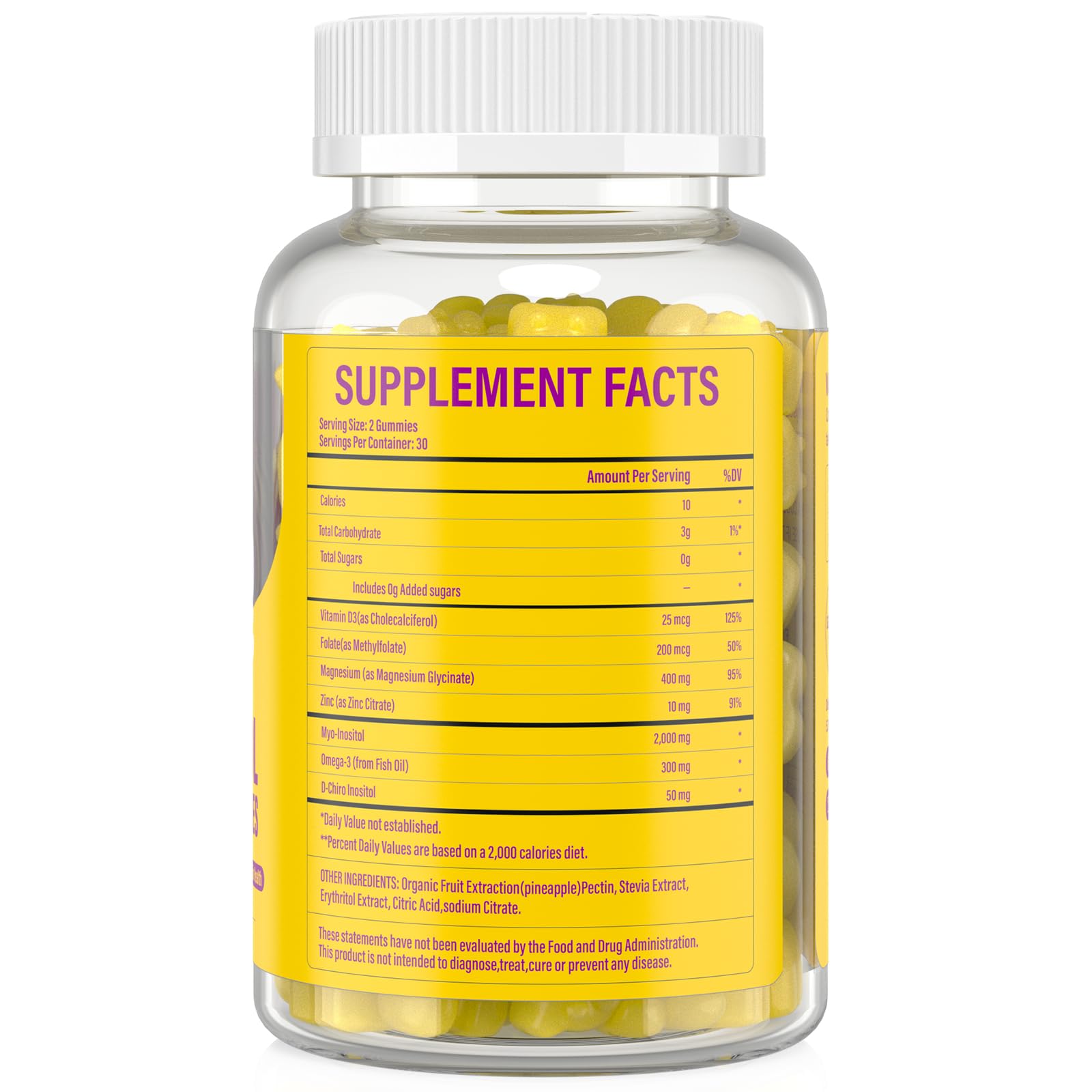 Lazpowfi Myo-Inositol & D-Chiro Inositol,Inositol Gummies with Vitamin D3, Magnesium Glycinate, Omega-3, Folate & Zinc, Inositol Supplement Menstrual Cycle for Women-40:1 Ratio-30 Day Supply LazpowfiAu supplements