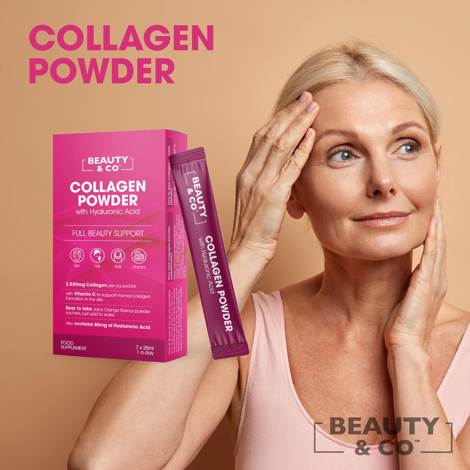 Collagen 2500mg Powder Supplement Boosted with Vitamin C and Hyaluronic Acid (Bovine) Beauty & CoAu supplements