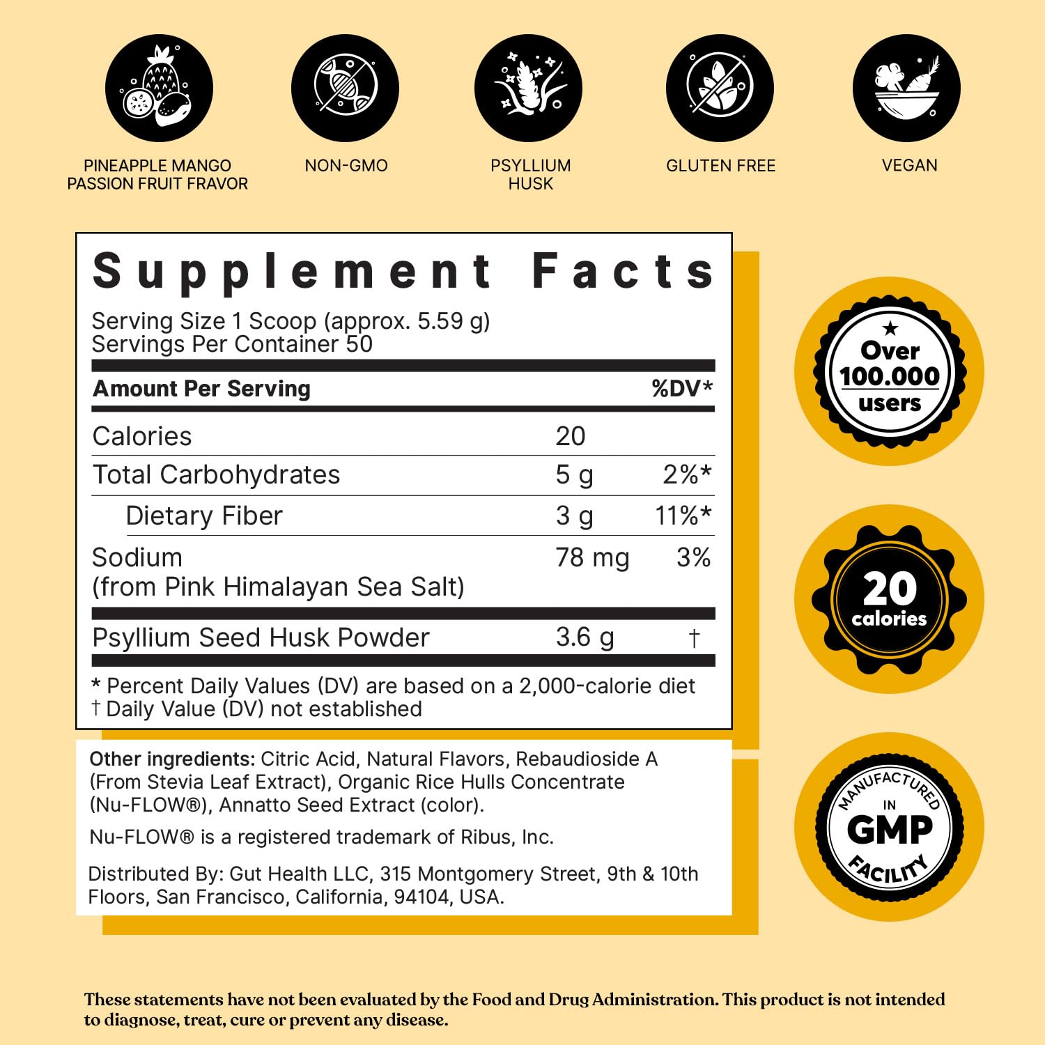 ColonBroom Psyllium Husk Powder with Stevia (Tropical Fruits) - Colon Cleanse for Bloating Relief & Gut Health - Colon Broom Fiber Powder Drink - Vegan Fiber Powder Stevia Supplement, 100 Servings ColonBroomAu supplements