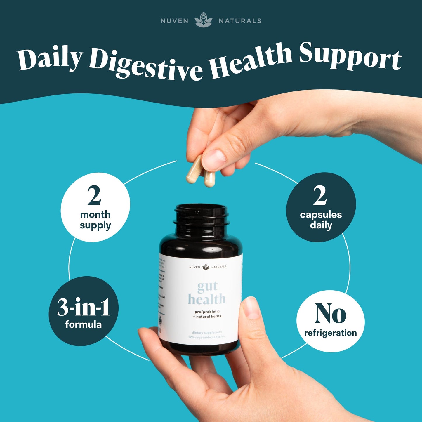 Nuven Naturals All-in-One Gut Health w/Probiotics, Prebiotics, Digestion-Supporting Herbs Nuven NaturalsUS supplements