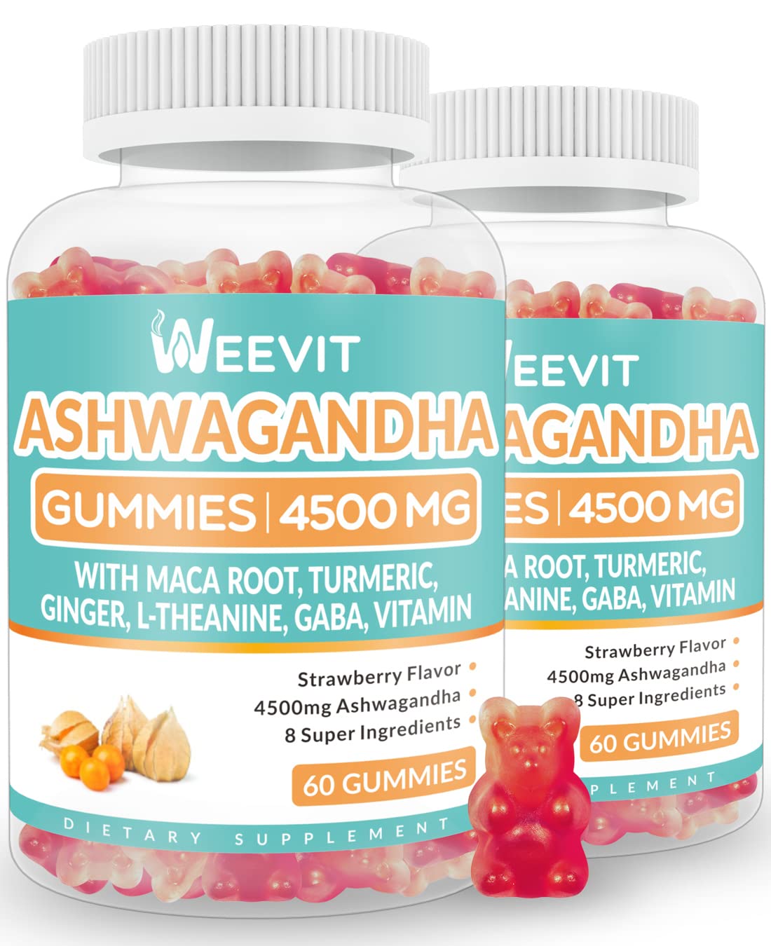 Ashwagandha Gummies 4500mg for Women & Men, Ashwagandha Gummy with Maca Root WEEVITAu supplements
