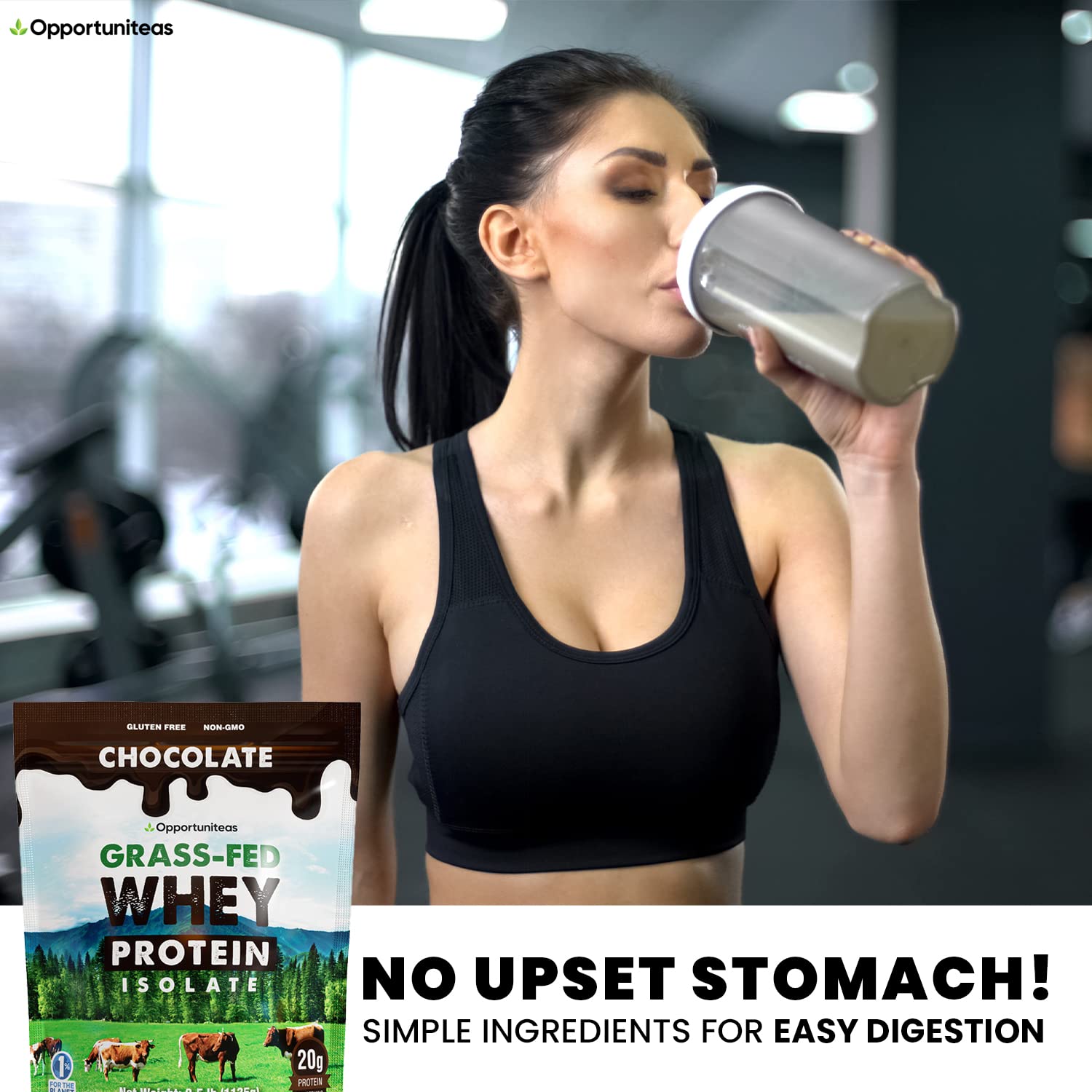 Opportuniteas Chocolate Whey Protein Powder - Grass Fed Whey Isolate + Organic Cacao OpportuniteasUS supplements