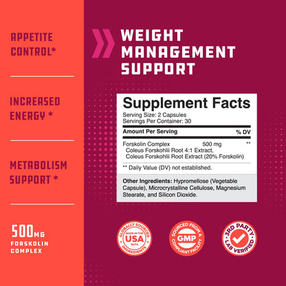 Pure Forskolin Extract - Fat Burning & Metabolism Boosting Weight Loss Supplement Natures CraftUS supplements