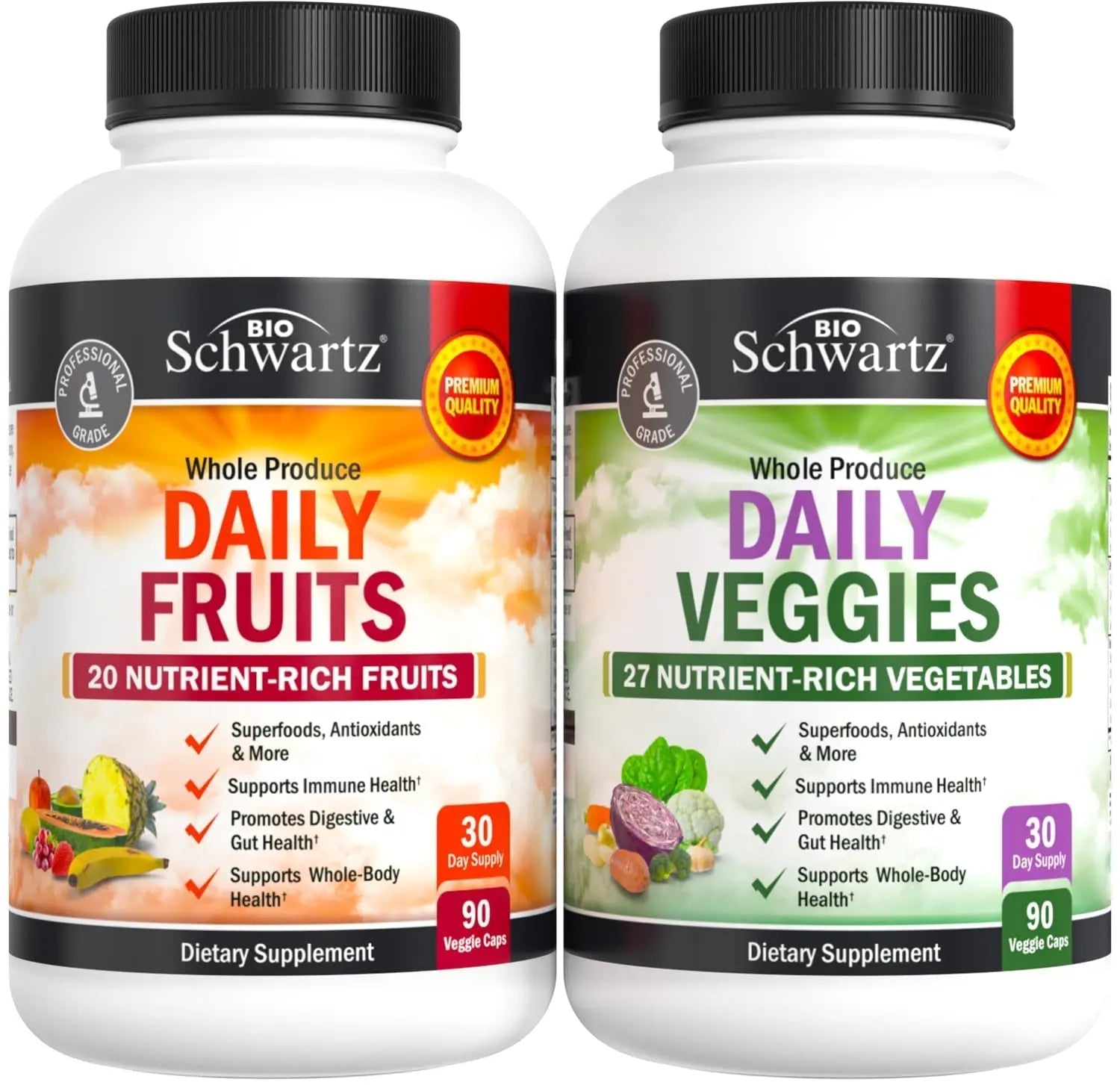 BioSchwartz Daily Fruits and Veggies Supplement for Women and Men (1 Month Supply) Plus Daily Multivitamin BioSchwartzAu supplements