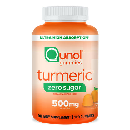Qunol Zero Sugar Turmeric Gummies, Gummy with 500mg Turmeric Curcumin, Joint Support Supplement, Ultra High Absorption Tumeric Curcumin, QunolUS supplements