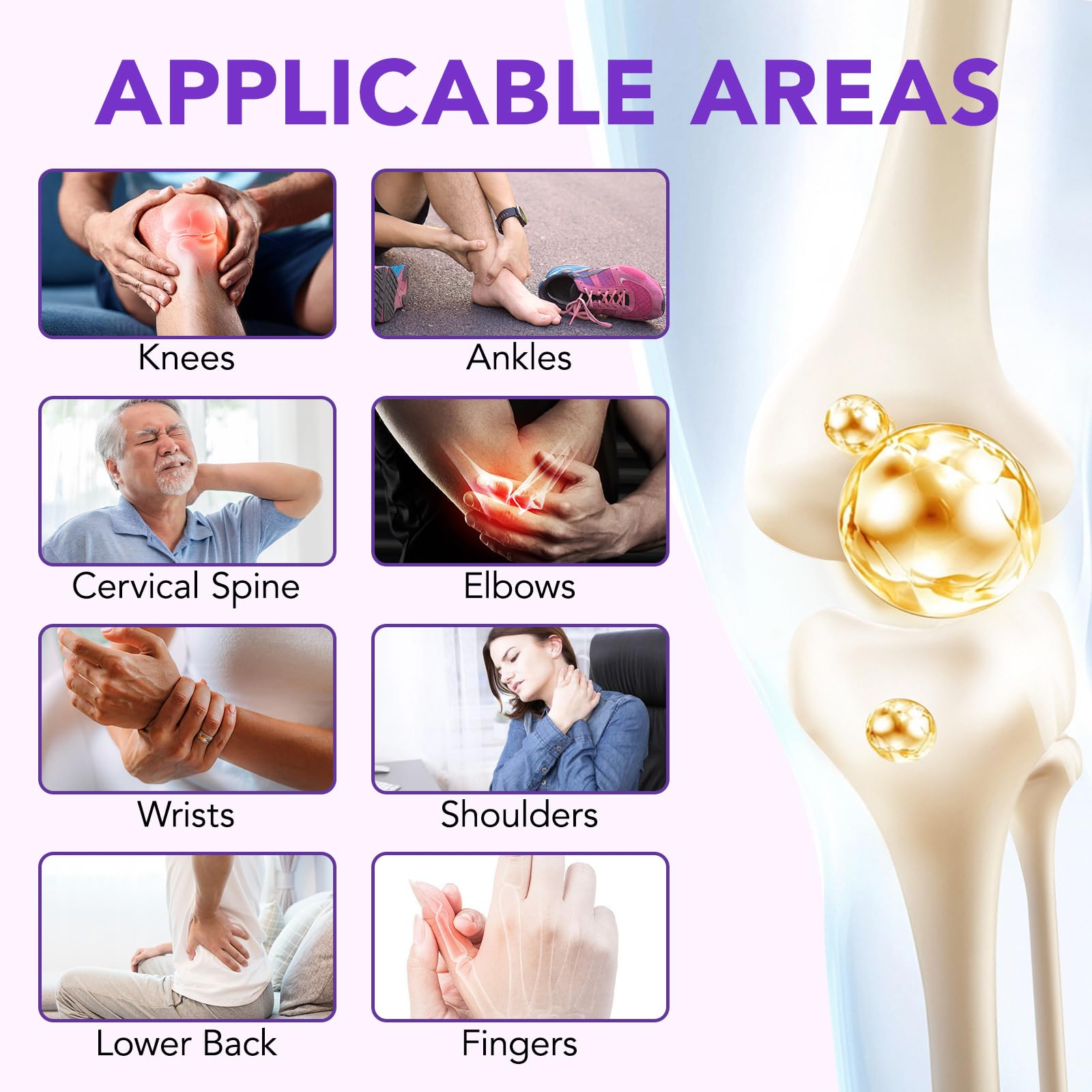 Joint Massage Purple Gel, Soothing Massage Cream for Joint Activities, Muscle, Knees, Lumbar, Neck, Back, Hands/Feet, Light-Weight & Easliy Spread for Post-Workout, Long-time Sitting|3.53Oz chenyayunAu supplements