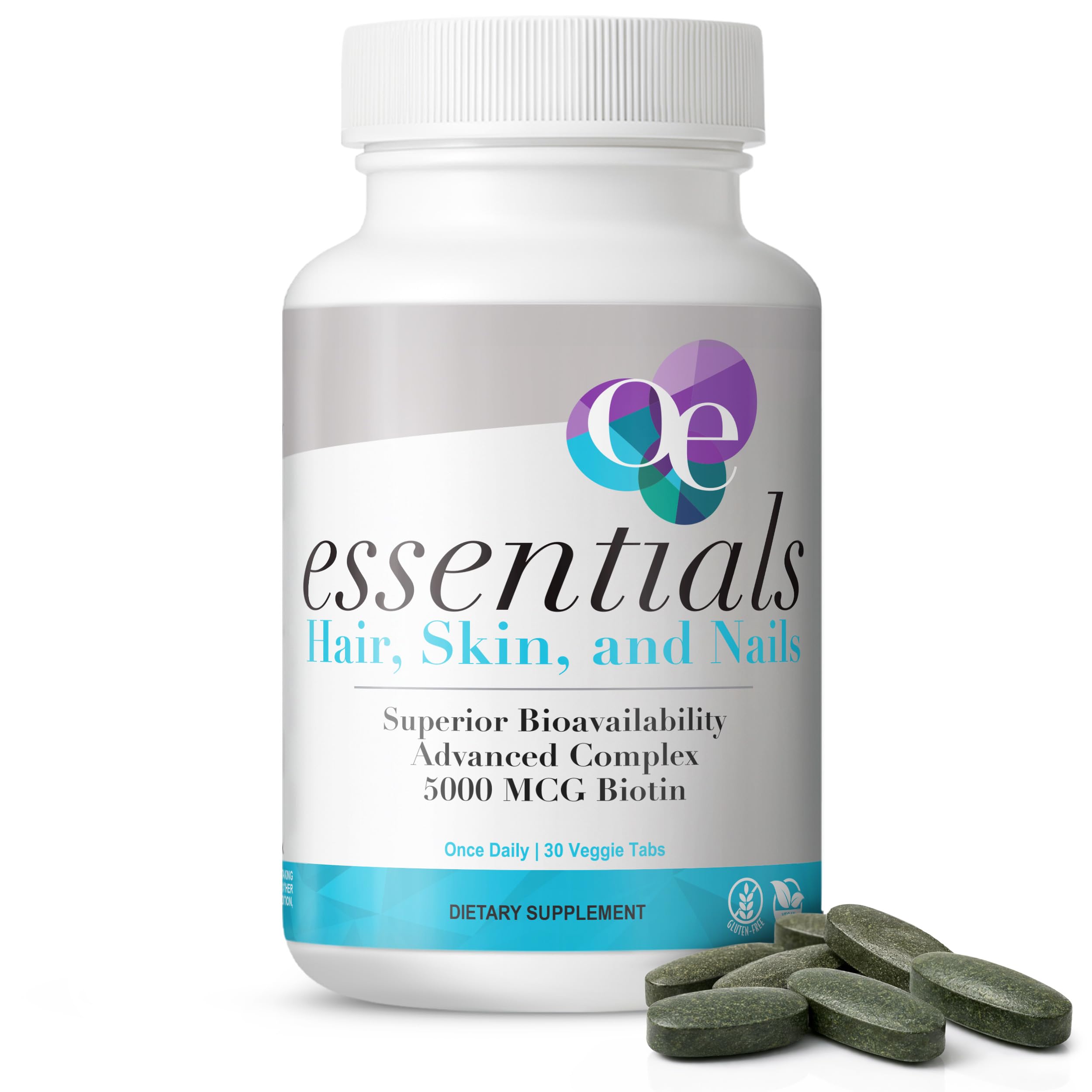 Organic Excellence Hair, Skin and Nails Vitamins for Women & Men – Biotin Supplement 5000 mcg– Hyaluronic Acid - Supports Healthy Hair Growth, Radiant Skin & Strong Nails, 1 Month Supply (30 Tablets) Organic ExcellenceAu supplements