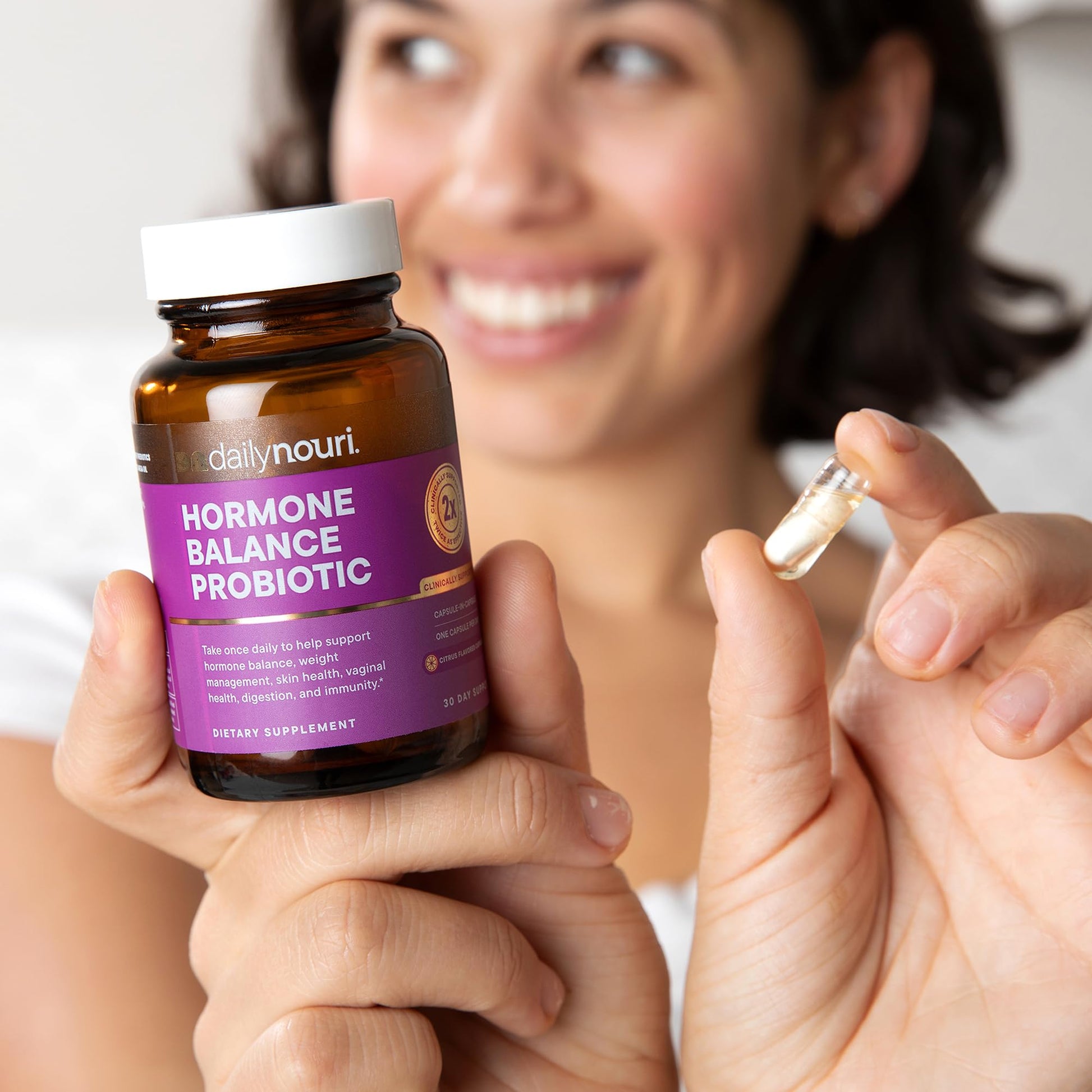 Daily Nouri Hormone Balance Probiotics for Women | Hormonal Balance Support | Vaginal pH + Gut Health | 7 Clinically Studied Strains + Omega | 30-Day Supply Daily NouriAu supplements