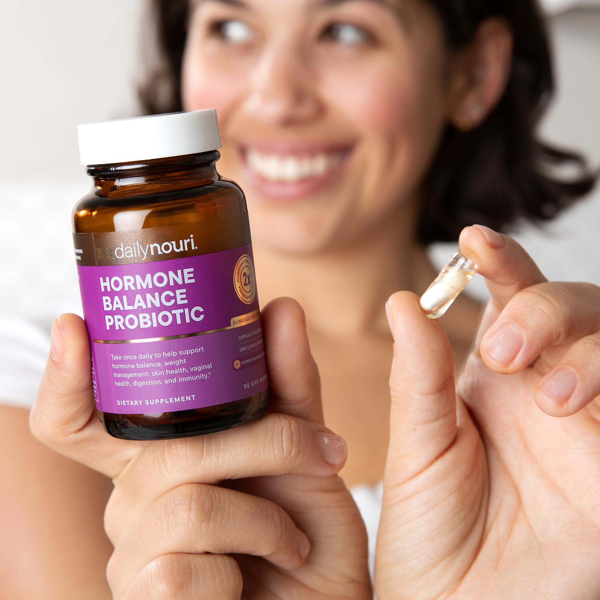 Daily Nouri Hormone Balance Probiotics for Women | Hormonal Balance Support | Vaginal pH + Gut Health | 7 Clinically Studied Strains + Omega | 30-Day Supply Daily NouriAu supplements