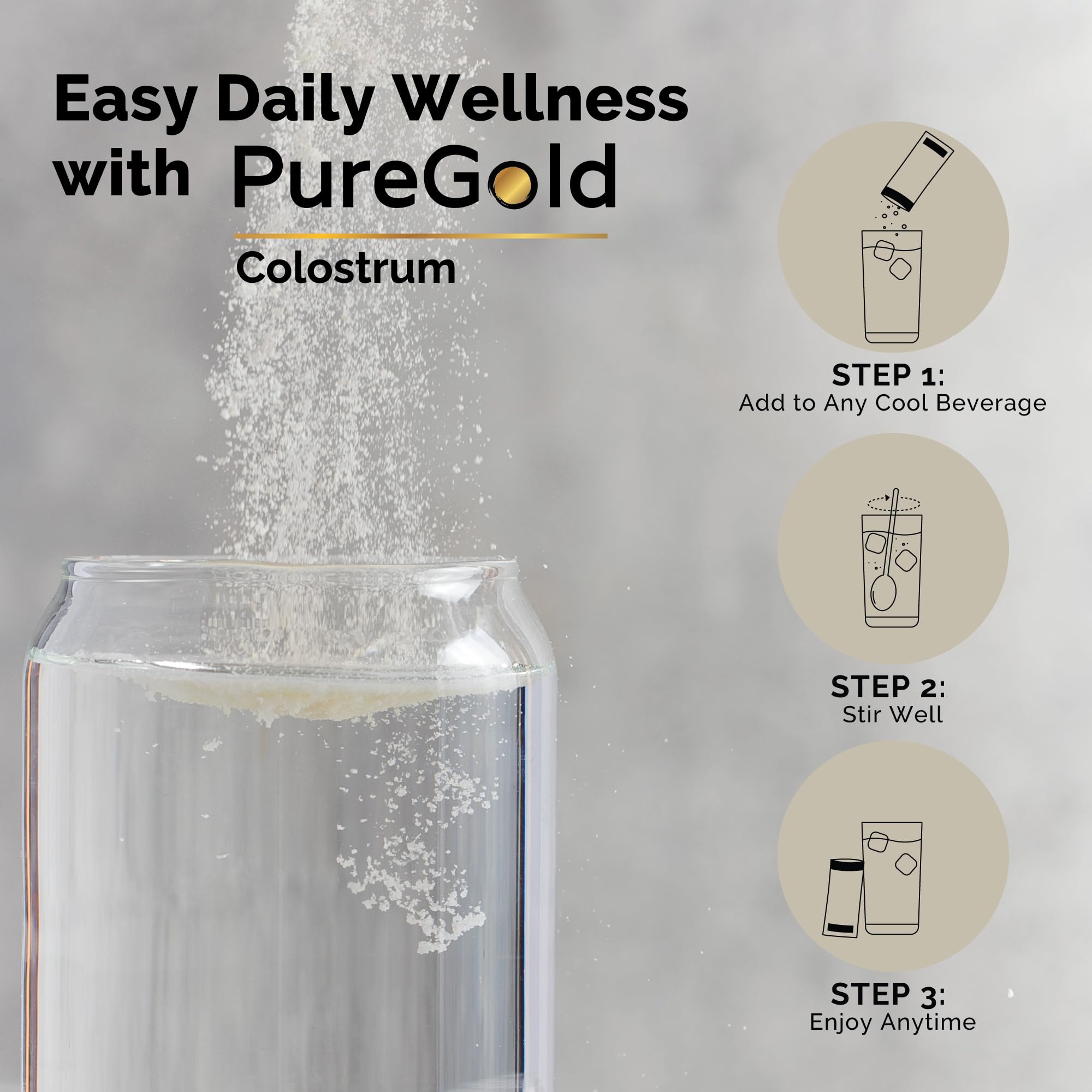 PureGold - Bovine Colostrum Powder - 100% Pure New Zealand Grass Fed, Supports Gut Health, Skin, Hair, & Immunity – Colostrum Supplement, Unflavored, 30 Travel Packets Fasted AthleteAu supplements